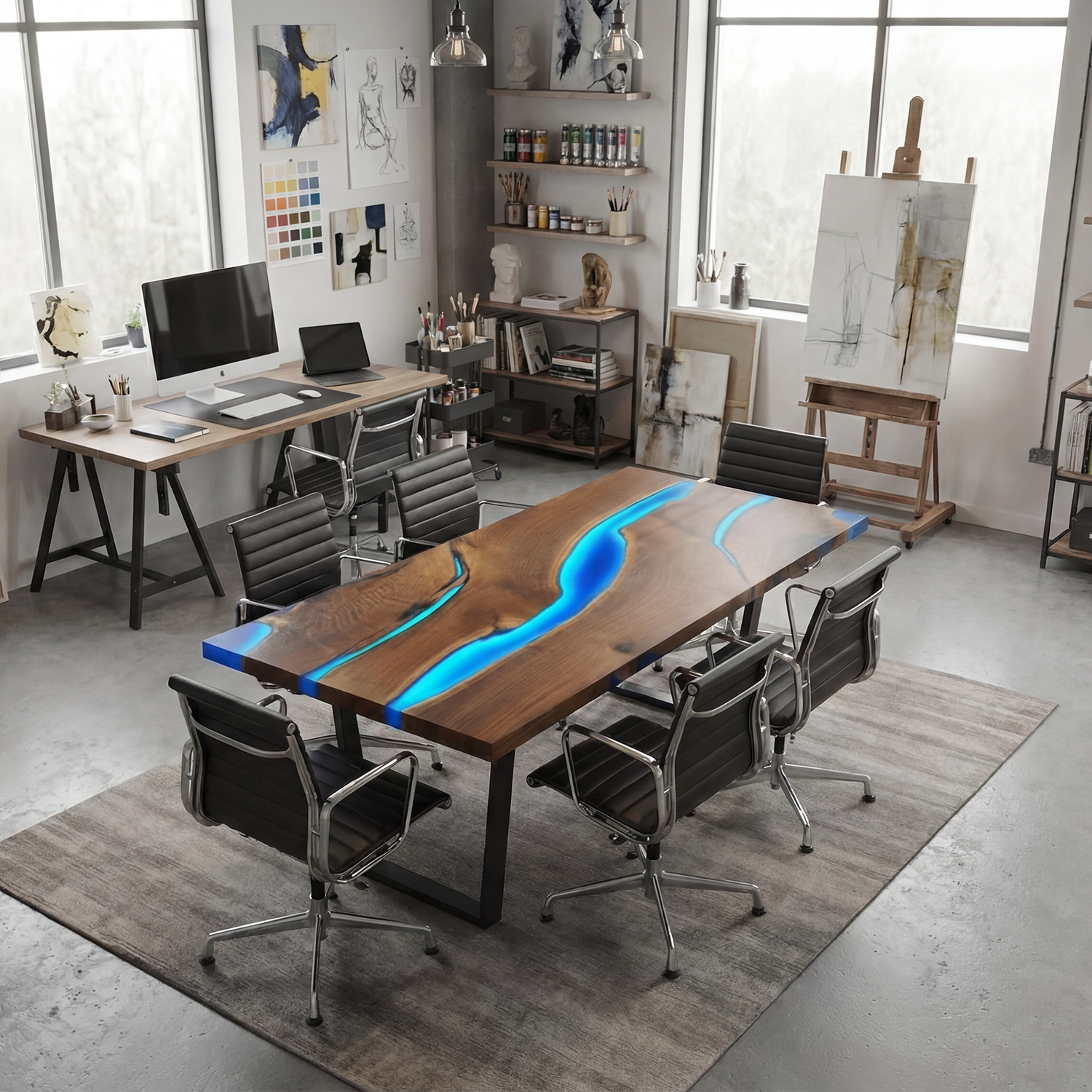 Custom Led Epoxy Resin Table