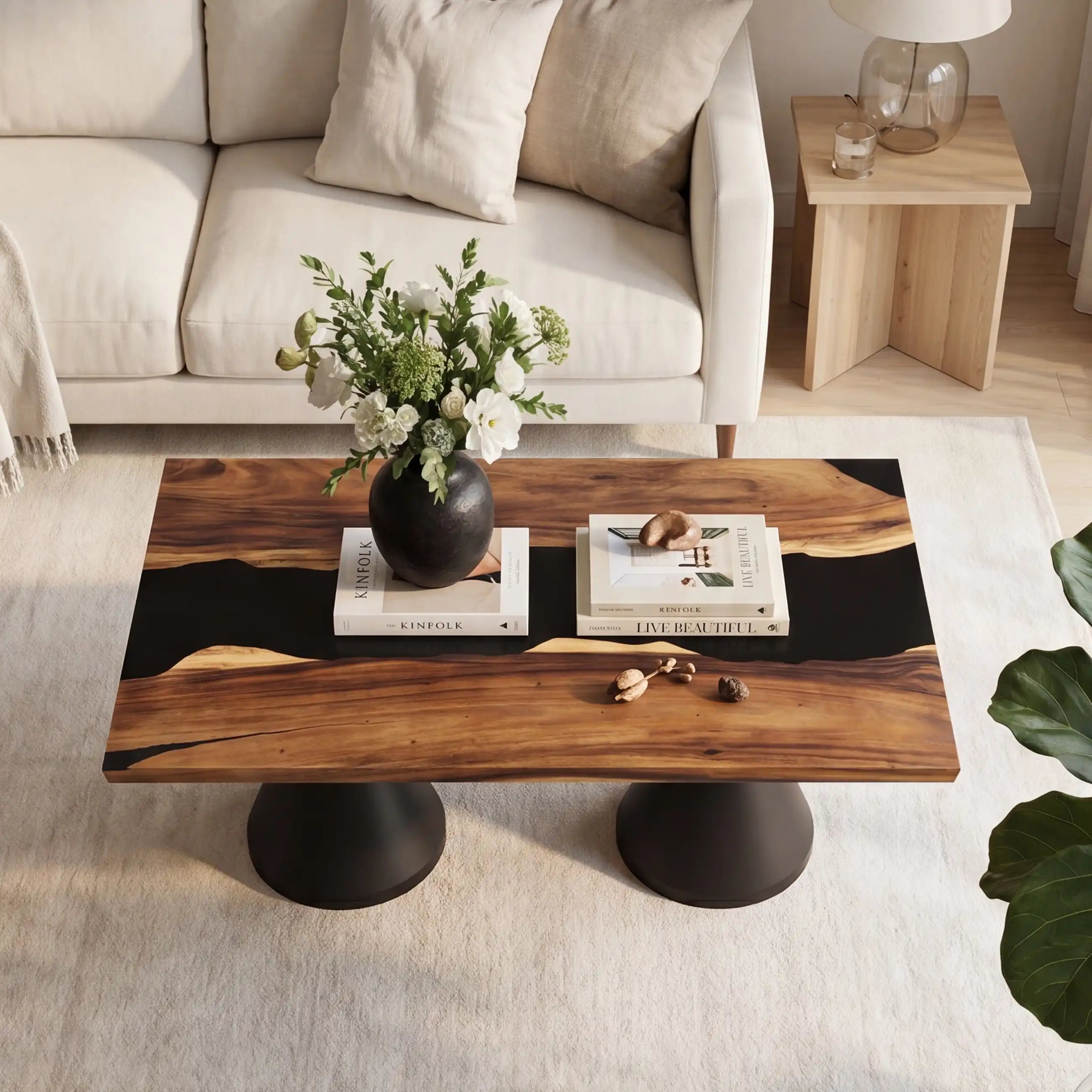 Black Walnut & Black Resin Coffee Table BBC3