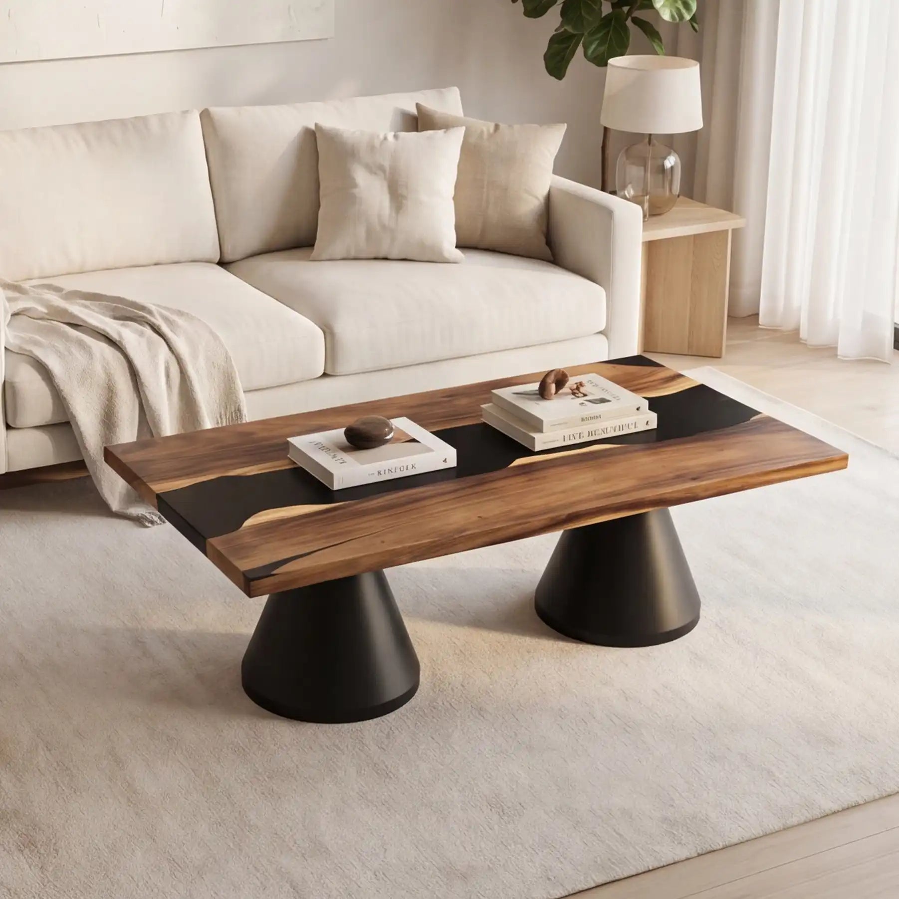 Black Walnut & Black Resin Coffee Table BBC3