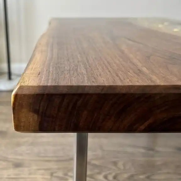 Black Walnut & Golden Photo Resin Coffee Table BRT48