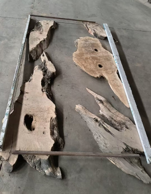 Custom Olive Epoxy Resin River Table Blue Waves ERT-38