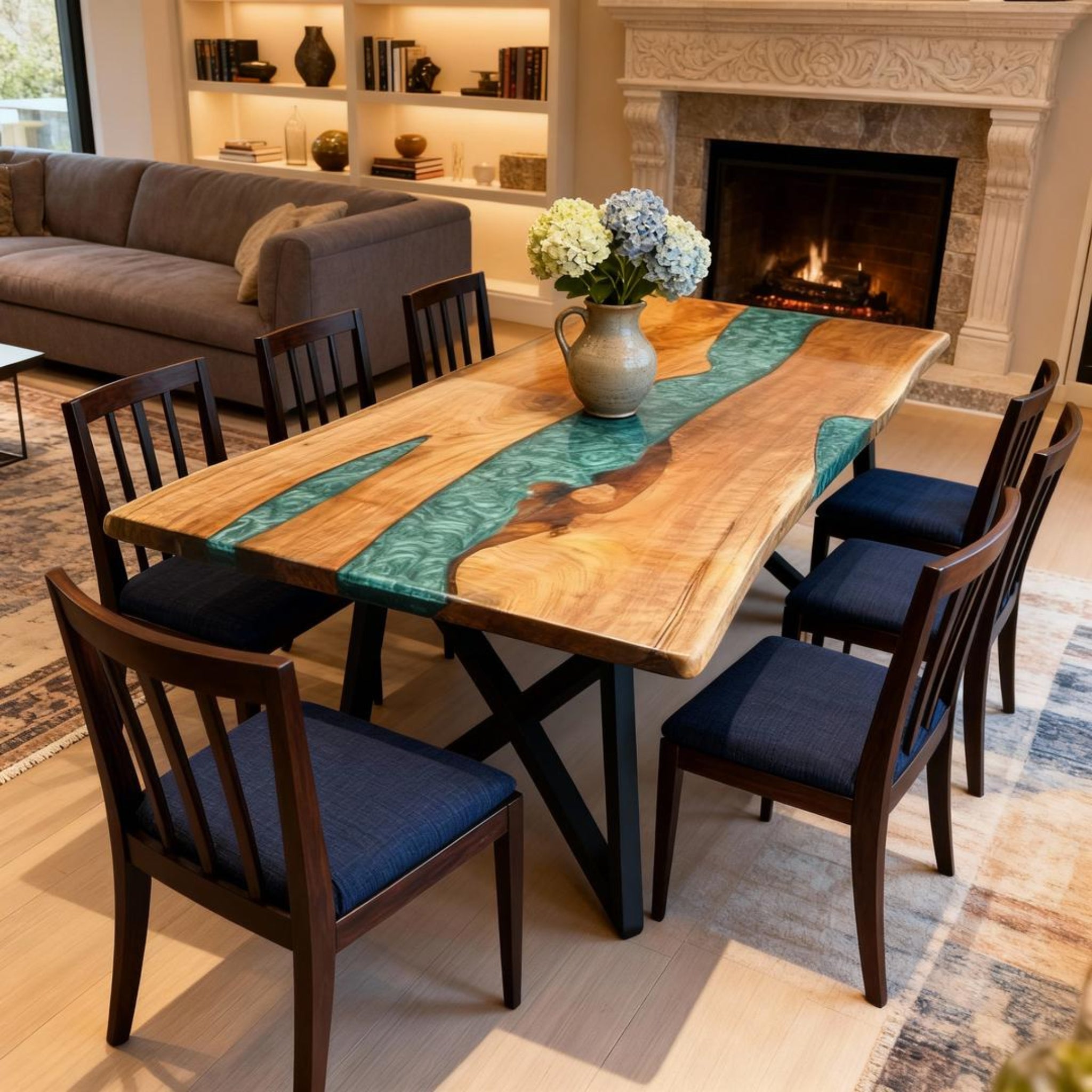 Custom-Black-Walnut-Epoxy-Resin-River-Table-Green-QRT-53-0233