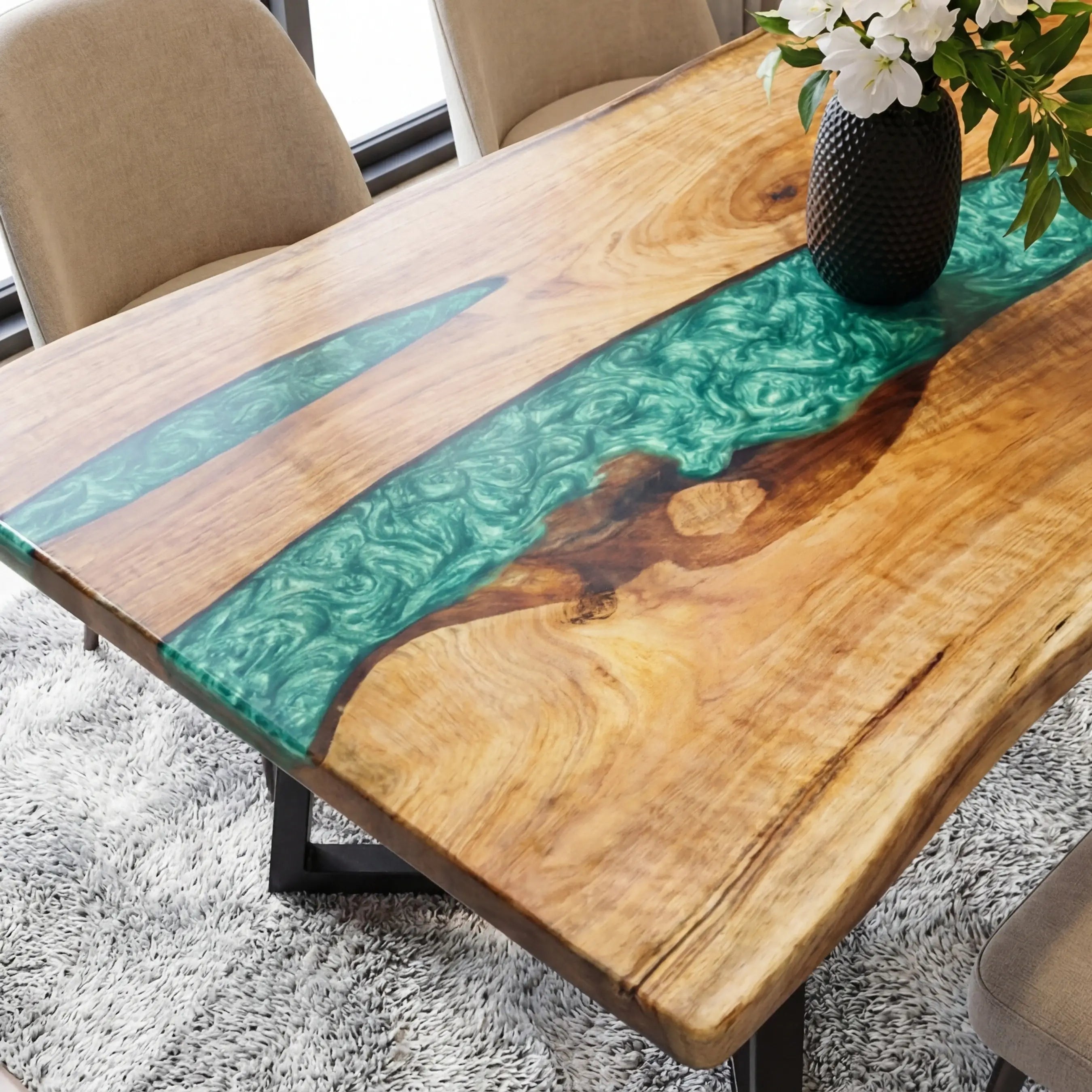 Custom-Black-Walnut-Epoxy-Resin-River-Table-Green-QRT-53-21