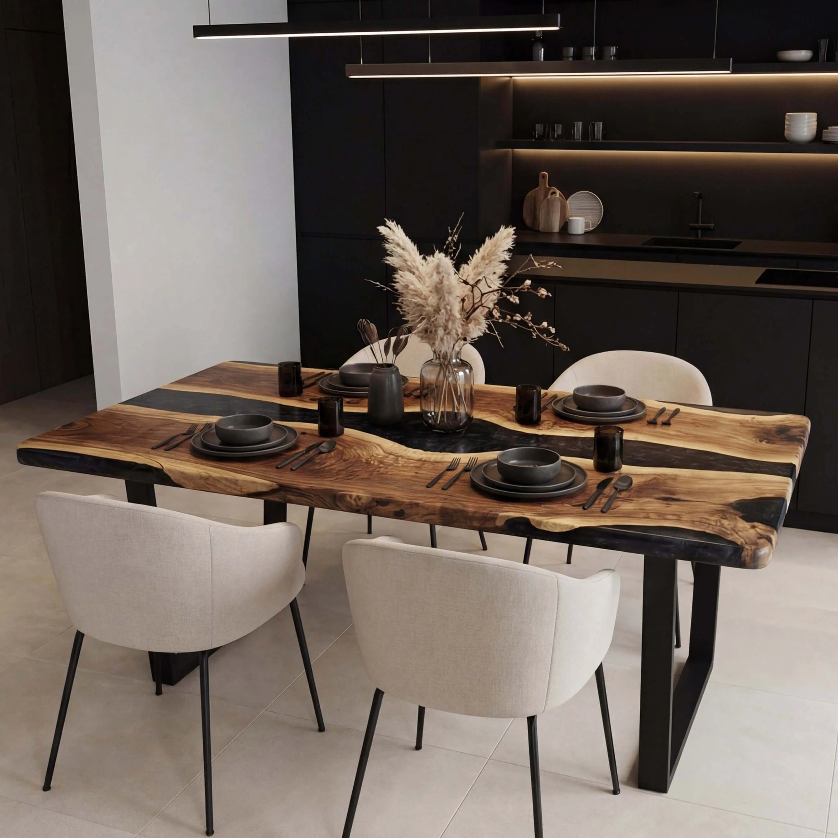 Custom-Black-Walnut-Epoxy-Resin-River-Table-Pearl-Gray-XRT-92-18