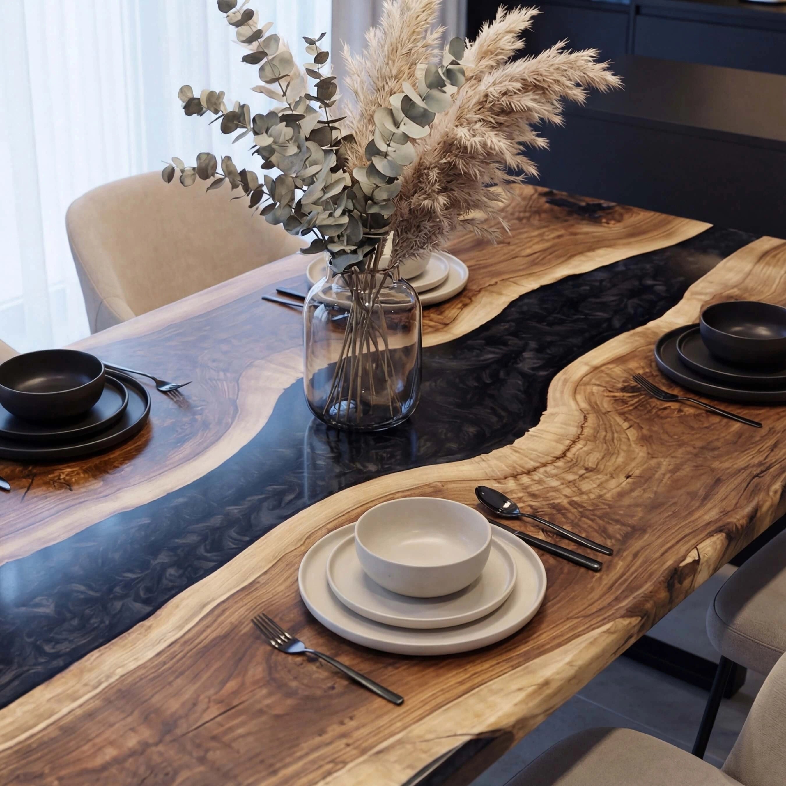 Custom-Black-Walnut-Epoxy-Resin-River-Table-Pearl-Gray-XRT-92-22