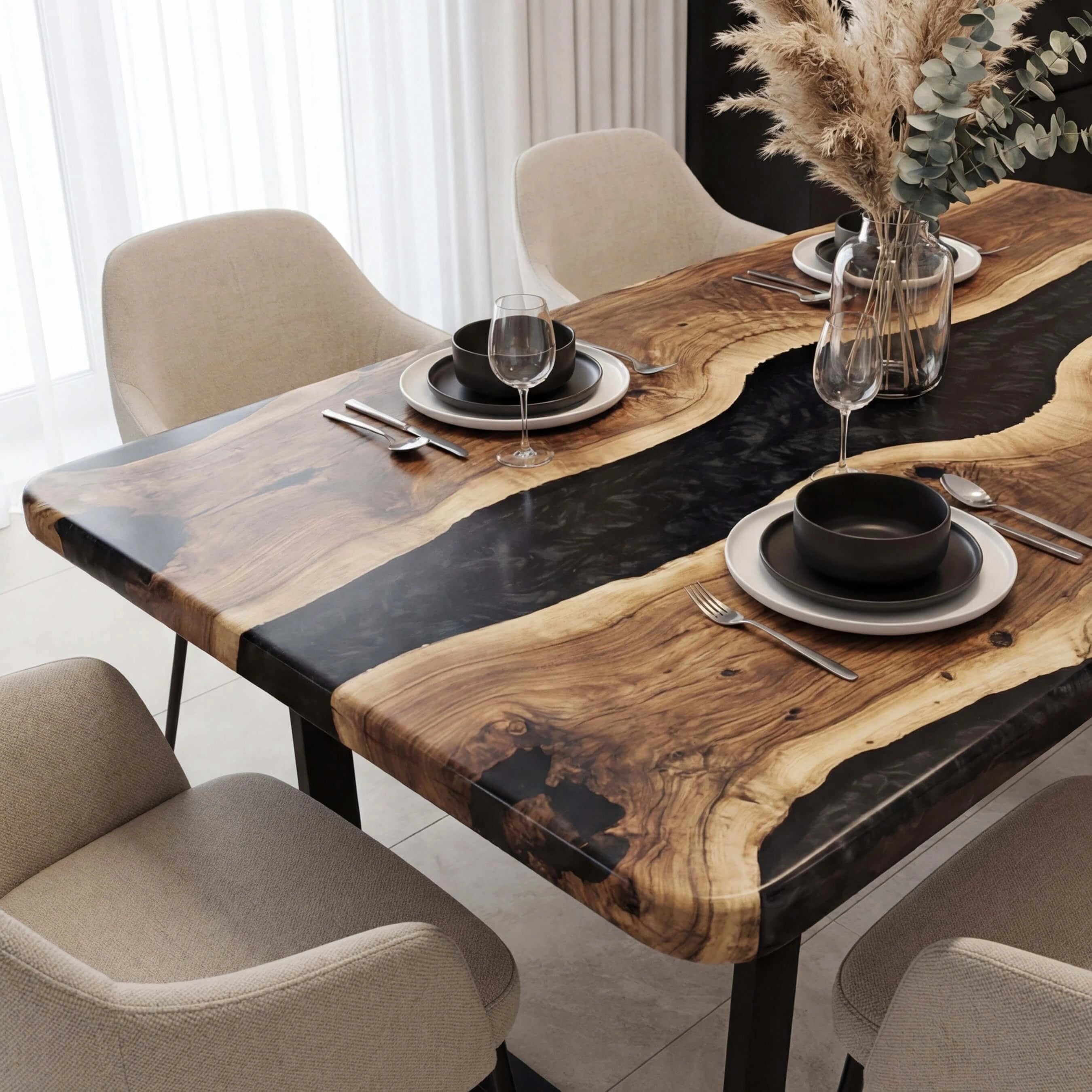 Custom-Black-Walnut-Epoxy-Resin-River-Table-Pearl-Gray-XRT-92-24