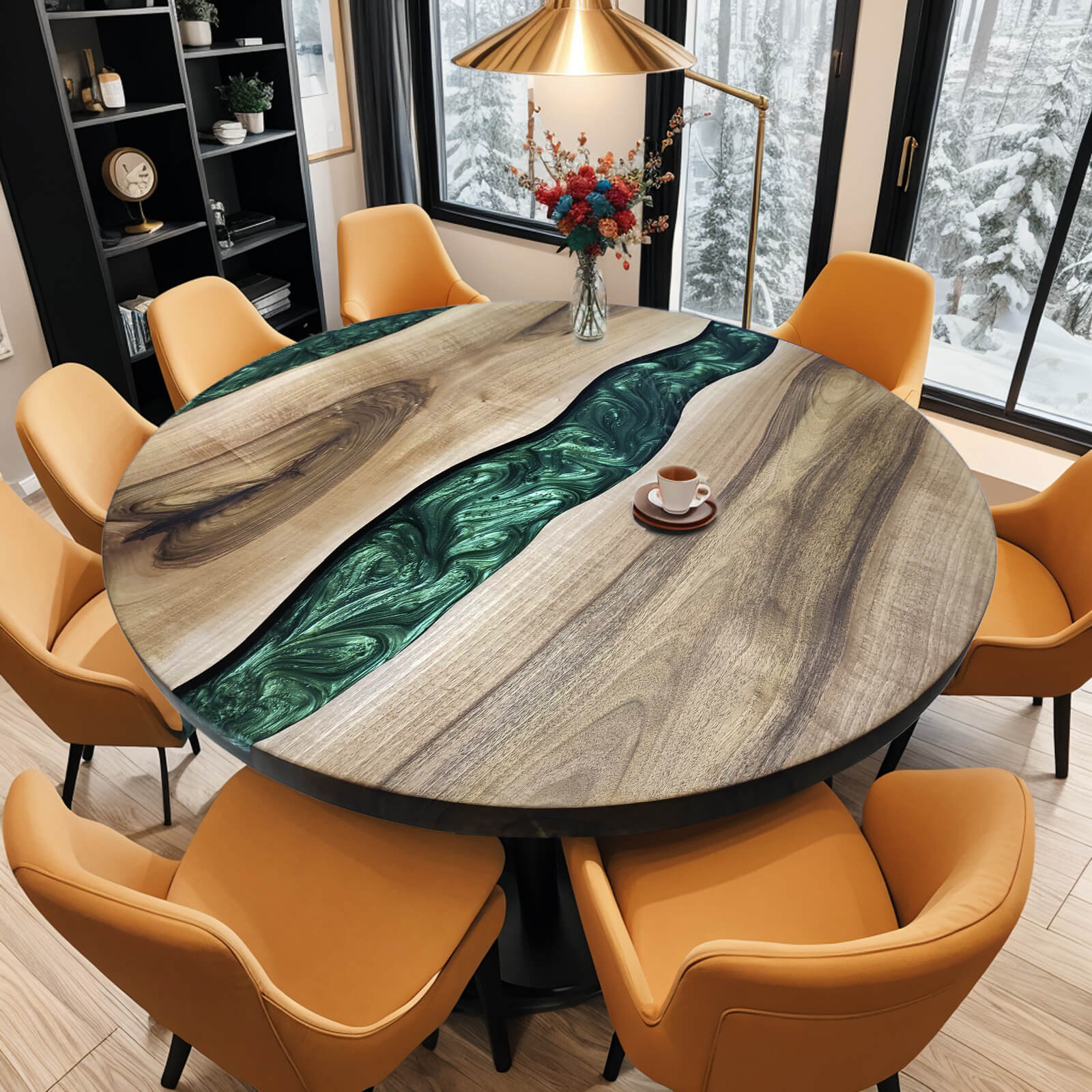 Custom-Black-Walnut-Epoxy-Resin-Round-Coffee-Table-Green-Resin-XRT-12-022