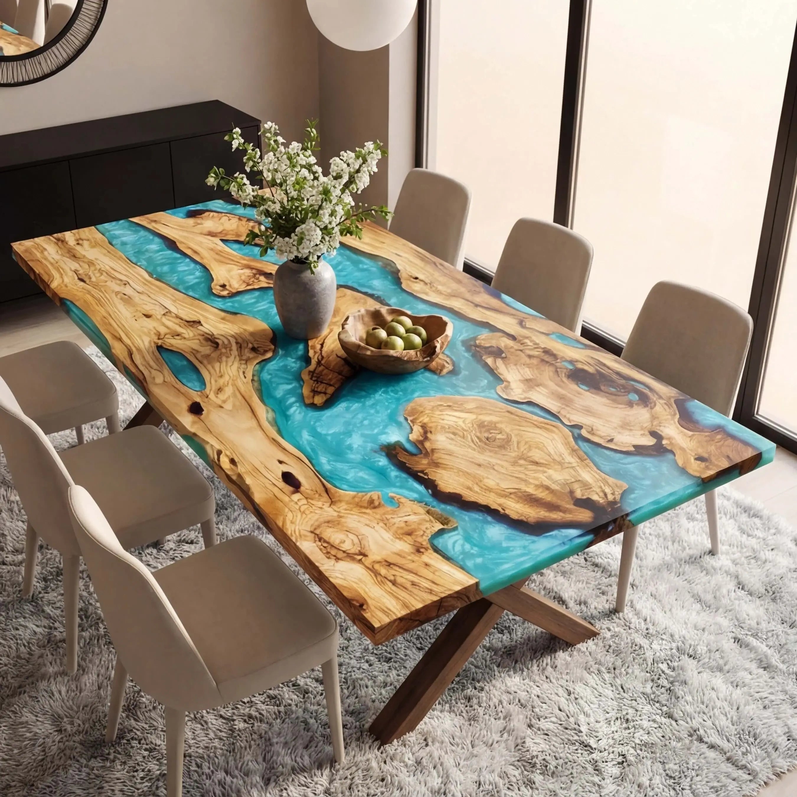 Custom-Olive-Epoxy-Resin-River-Table-Blue-Pearl-ORT-47-18