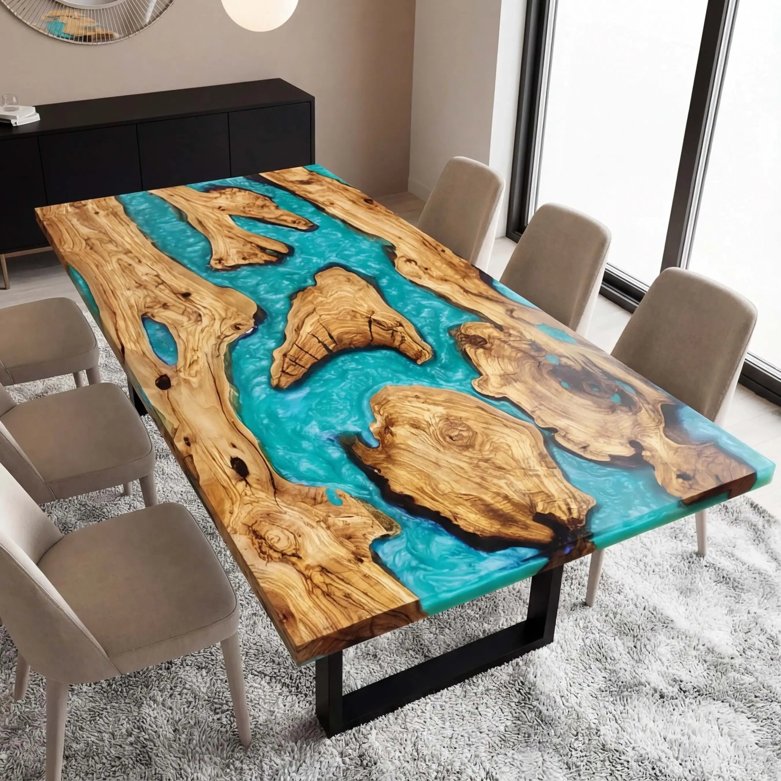Custom-Olive-Epoxy-Resin-River-Table-Blue-Pearl-ORT-47-23