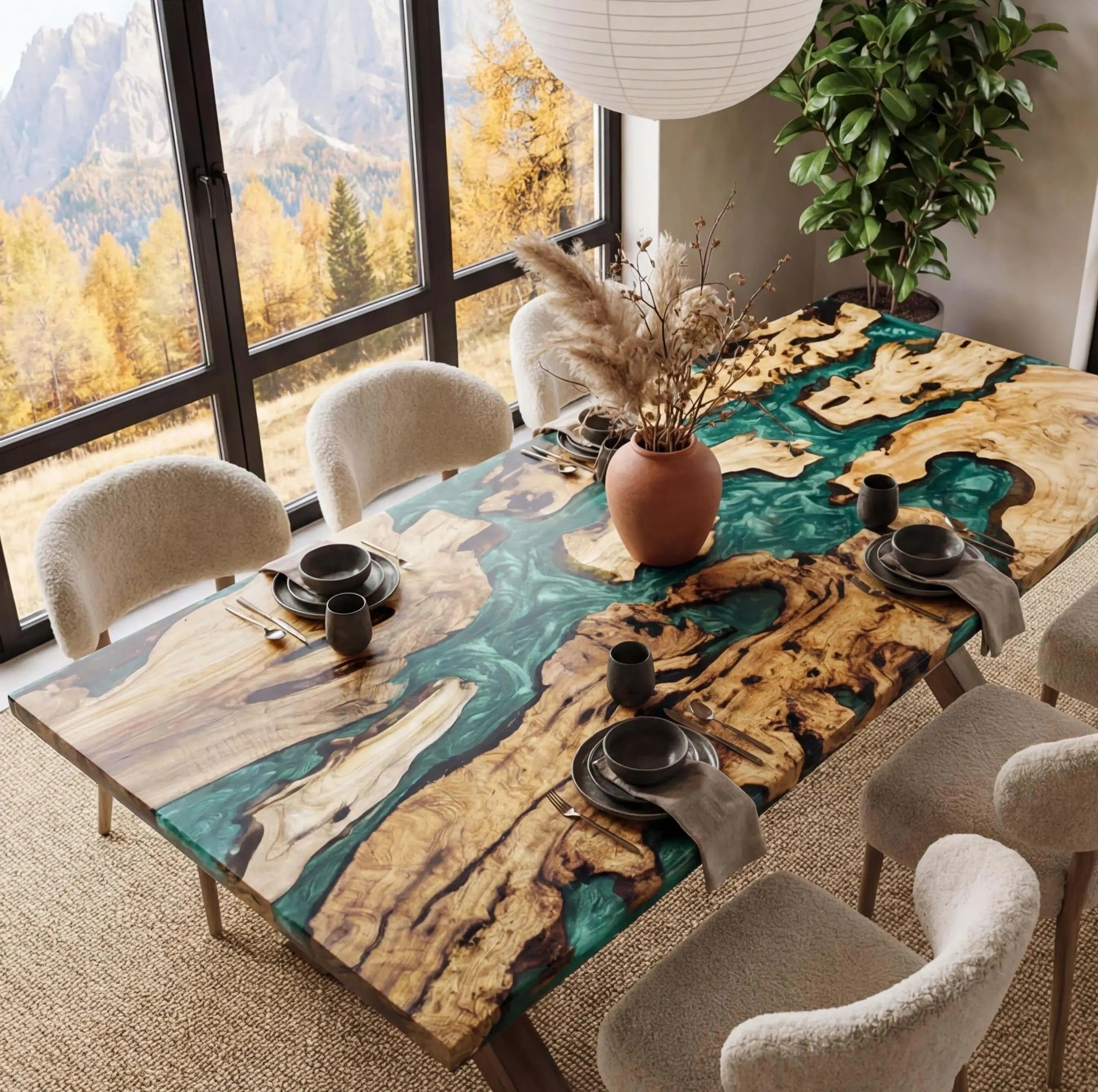 Custom-Olive-Epoxy-Resin-River-Table-Pearl-Green-TRT-63-18