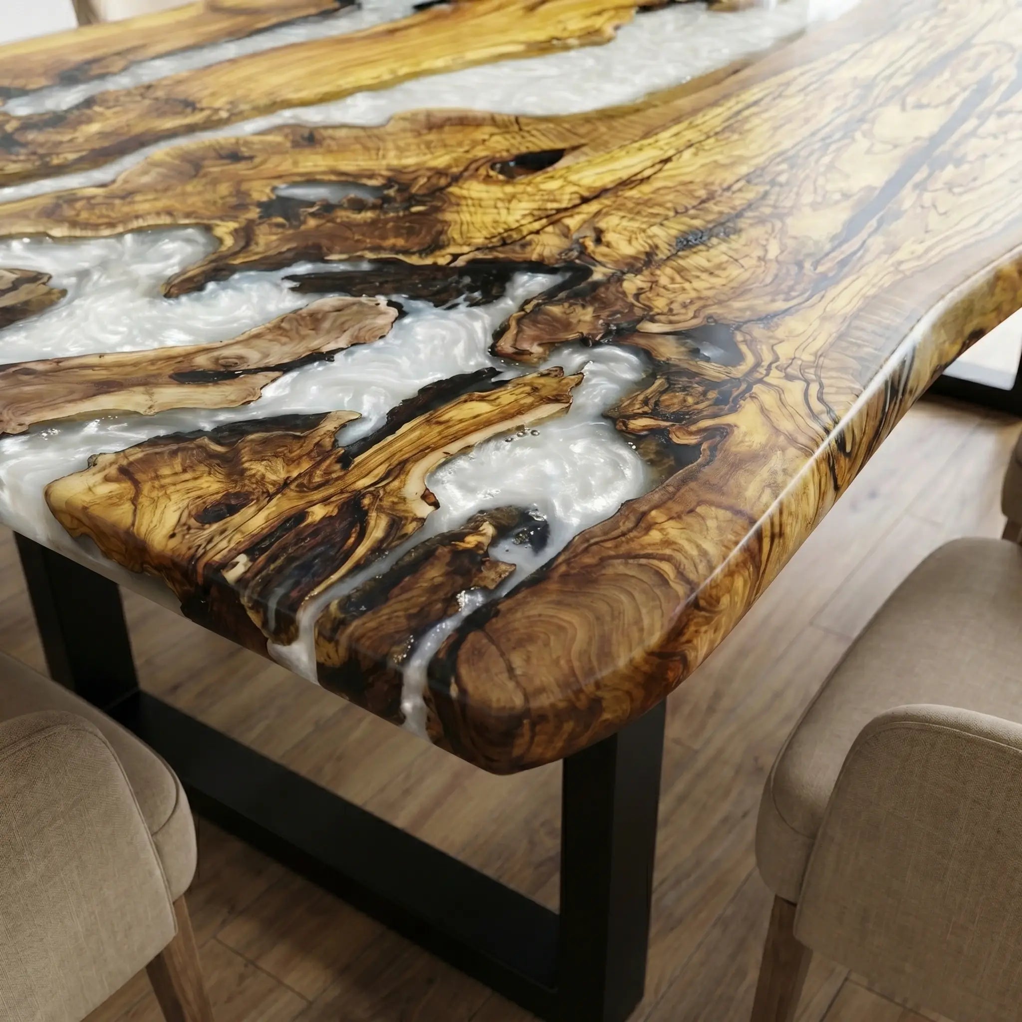 Custom-Olive-Epoxy-Resin-River-Table-White-Resin-ERT-70-20
