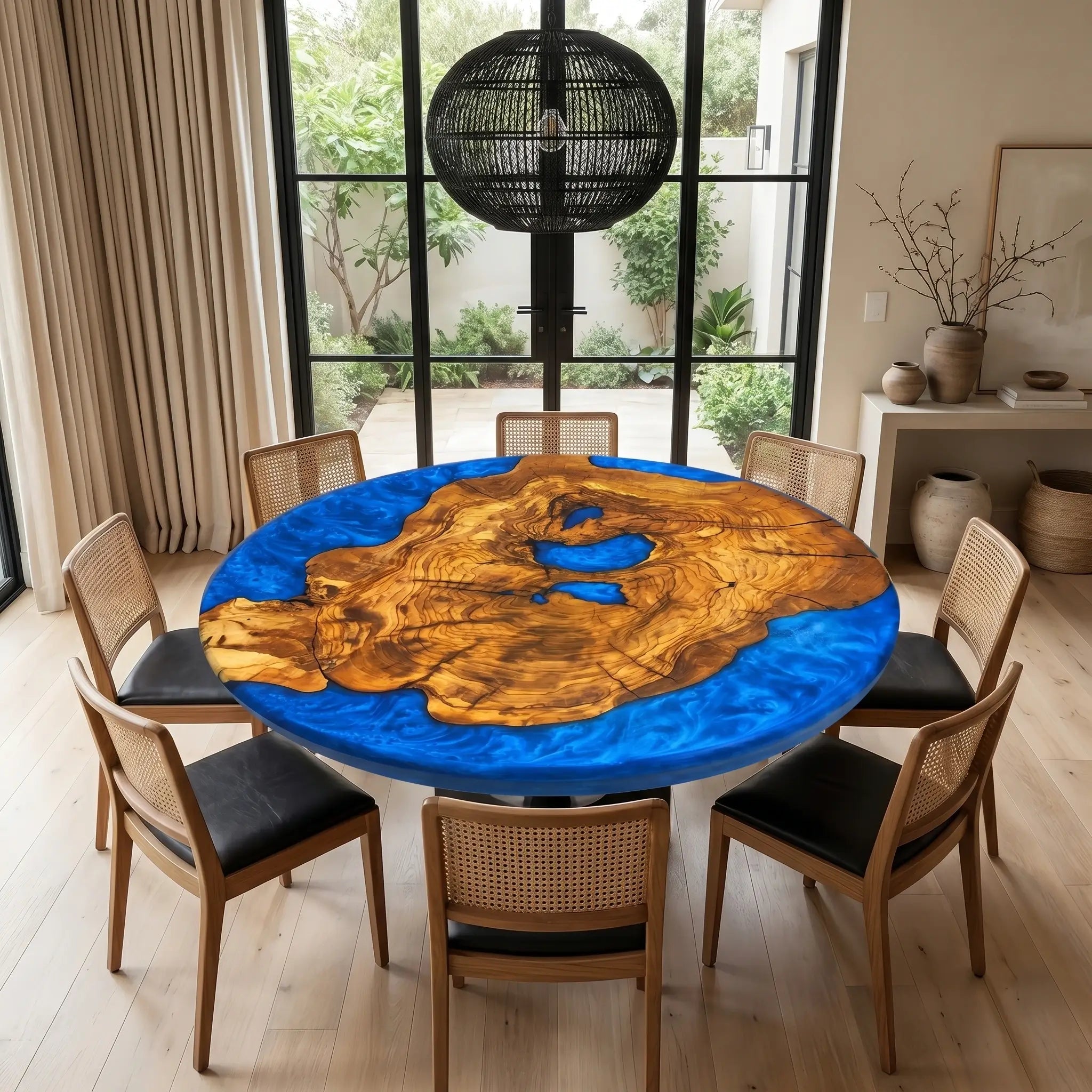 Custom-Olive-Epoxy-Resin-Round-Coffee-Table-Blue-Resin-ERK-59-21