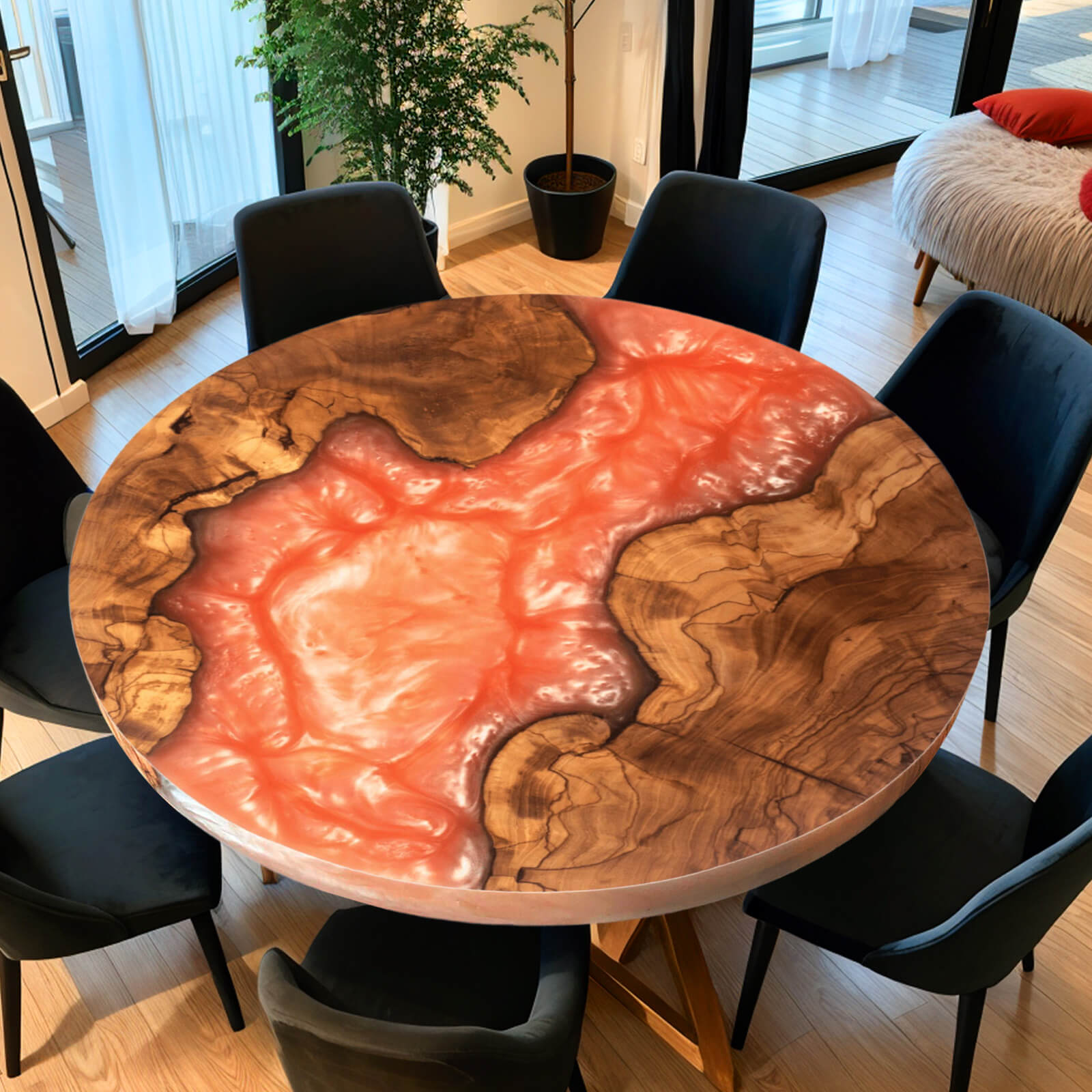 custom-olive-epoxy-resin-round-coffee-table-orange-resin-erx-84-68