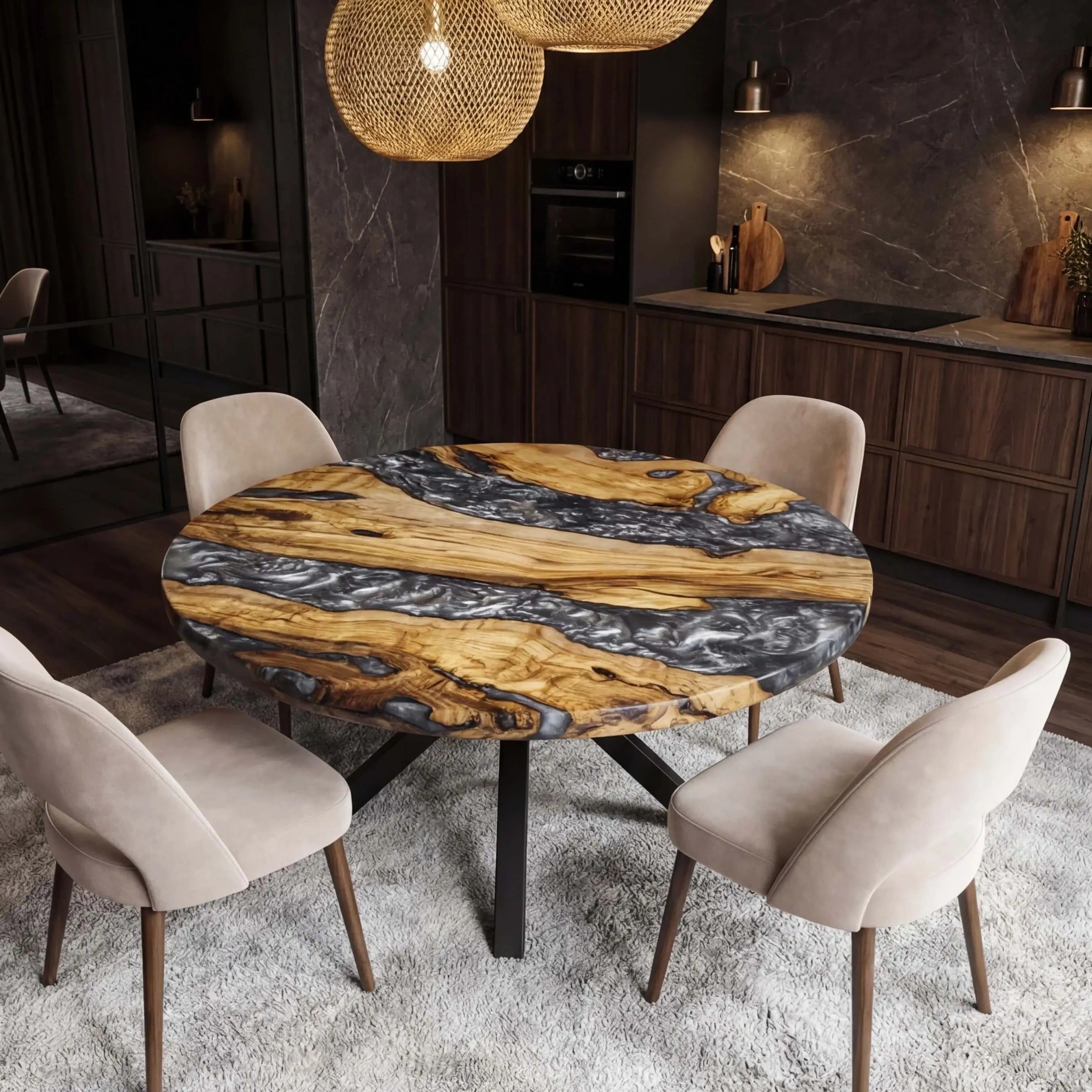 Custom-Olive-Epoxy-Resin-Round-Coffee-Table-Pearl-Gray-Resin-ERT-59-21