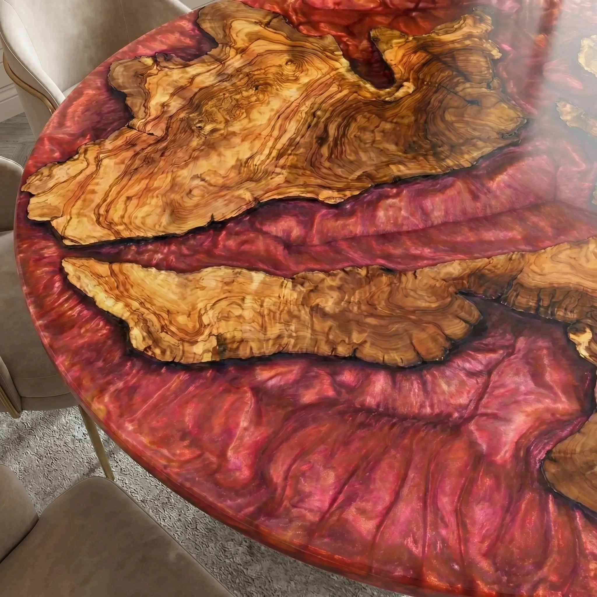 Custom-Olive-Epoxy-Resin-Round-Coffee-Table-Red-Resin-ORM-15-21