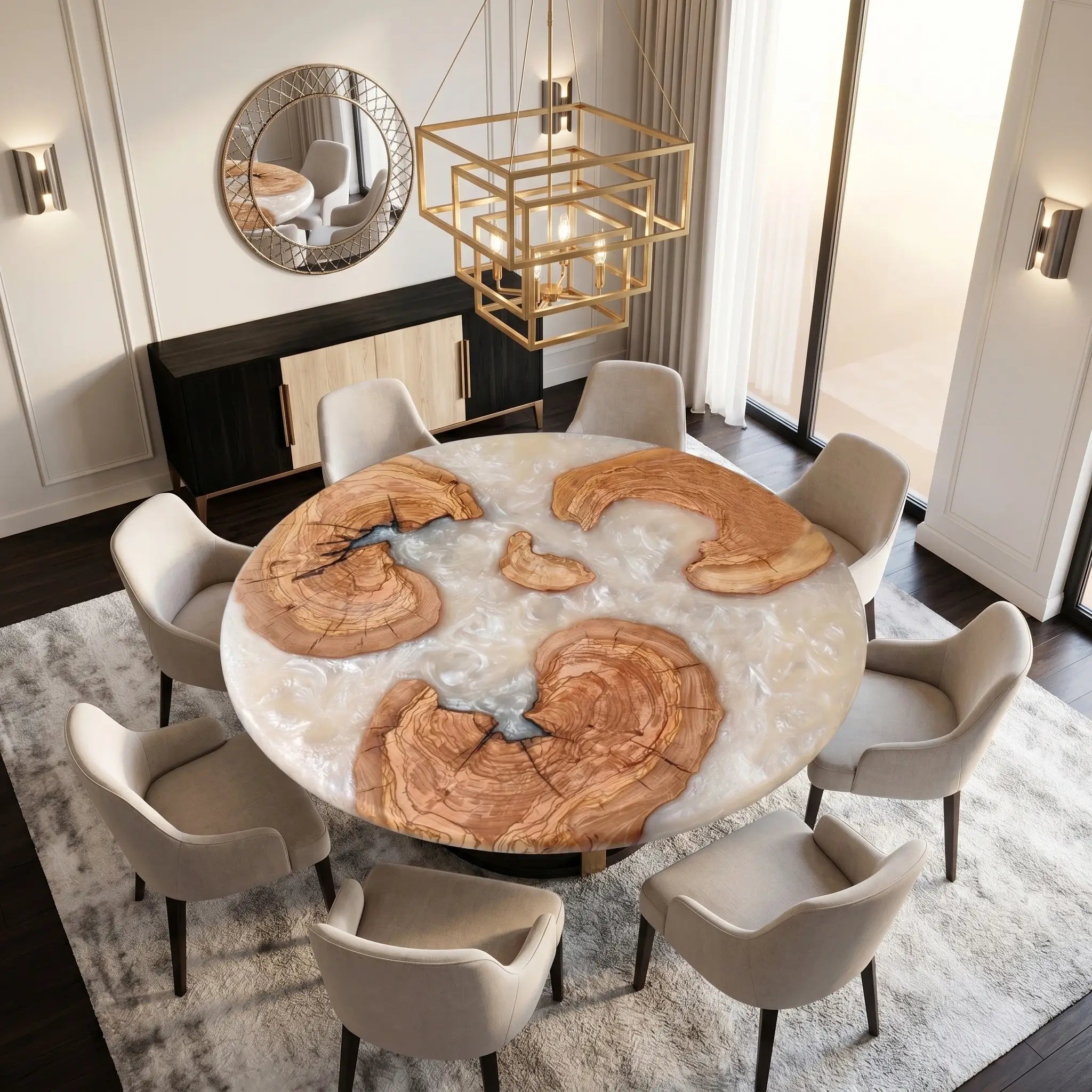Custom-Olive-Epoxy-Resin-Round-Coffee-Table-White-Resin-QRE-29-21