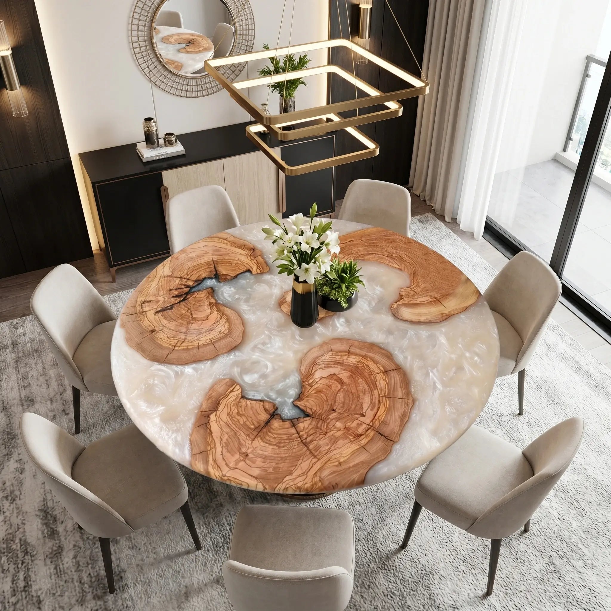Custom-Olive-Epoxy-Resin-Round-Coffee-Table-White-Resin-QRE-29-22