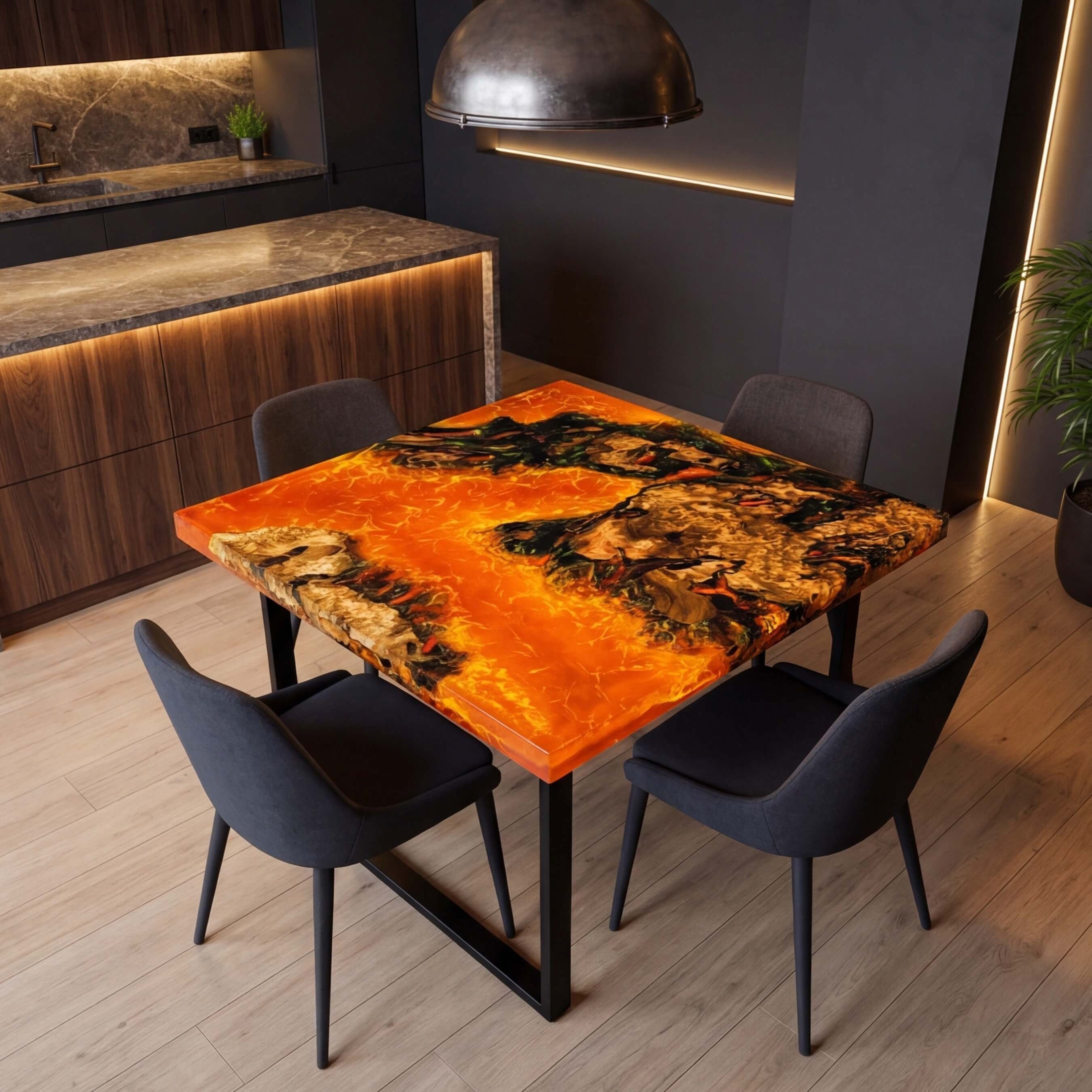 Custom-Olive-Wood-Epoxy-Resin-River-Table-Lava-Orange-RVT-61-19