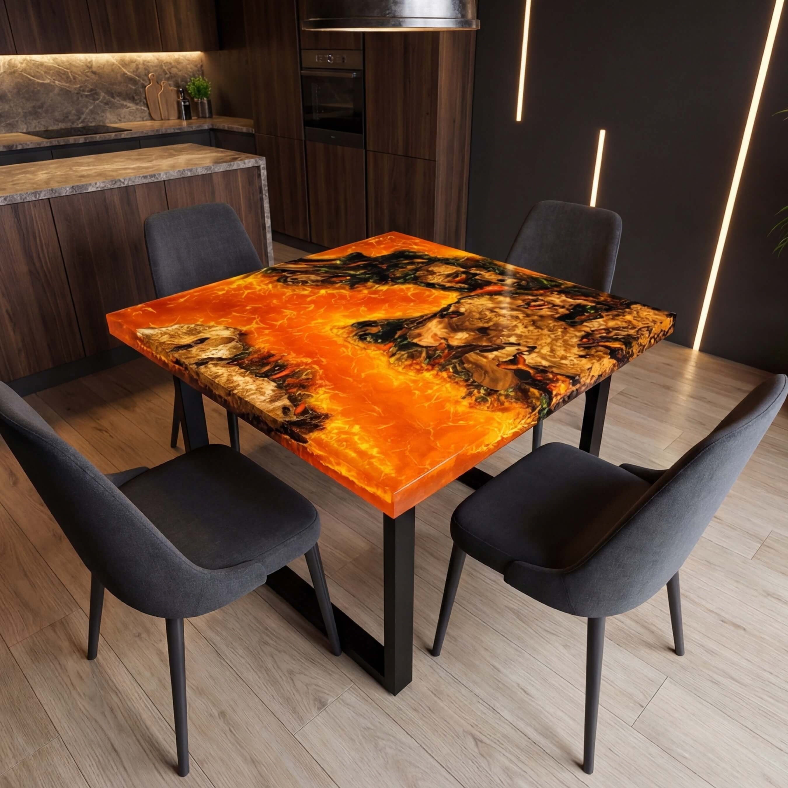 Custom-Olive-Wood-Epoxy-Resin-River-Table-Lava-Orange-RVT-61-20