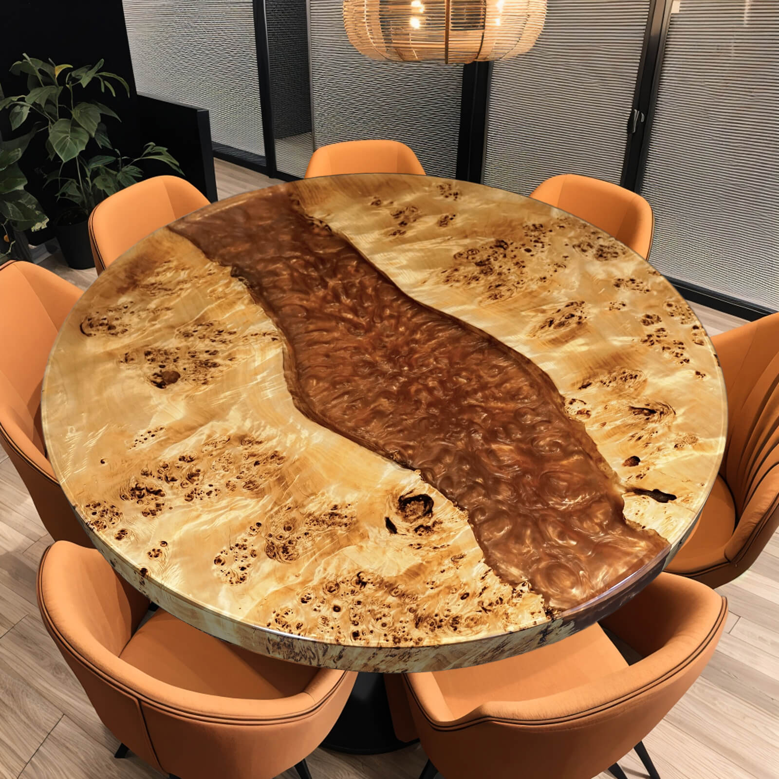 custom-poplar-epoxy-resin-round-coffee-table-orange-resin-prt-92-34
