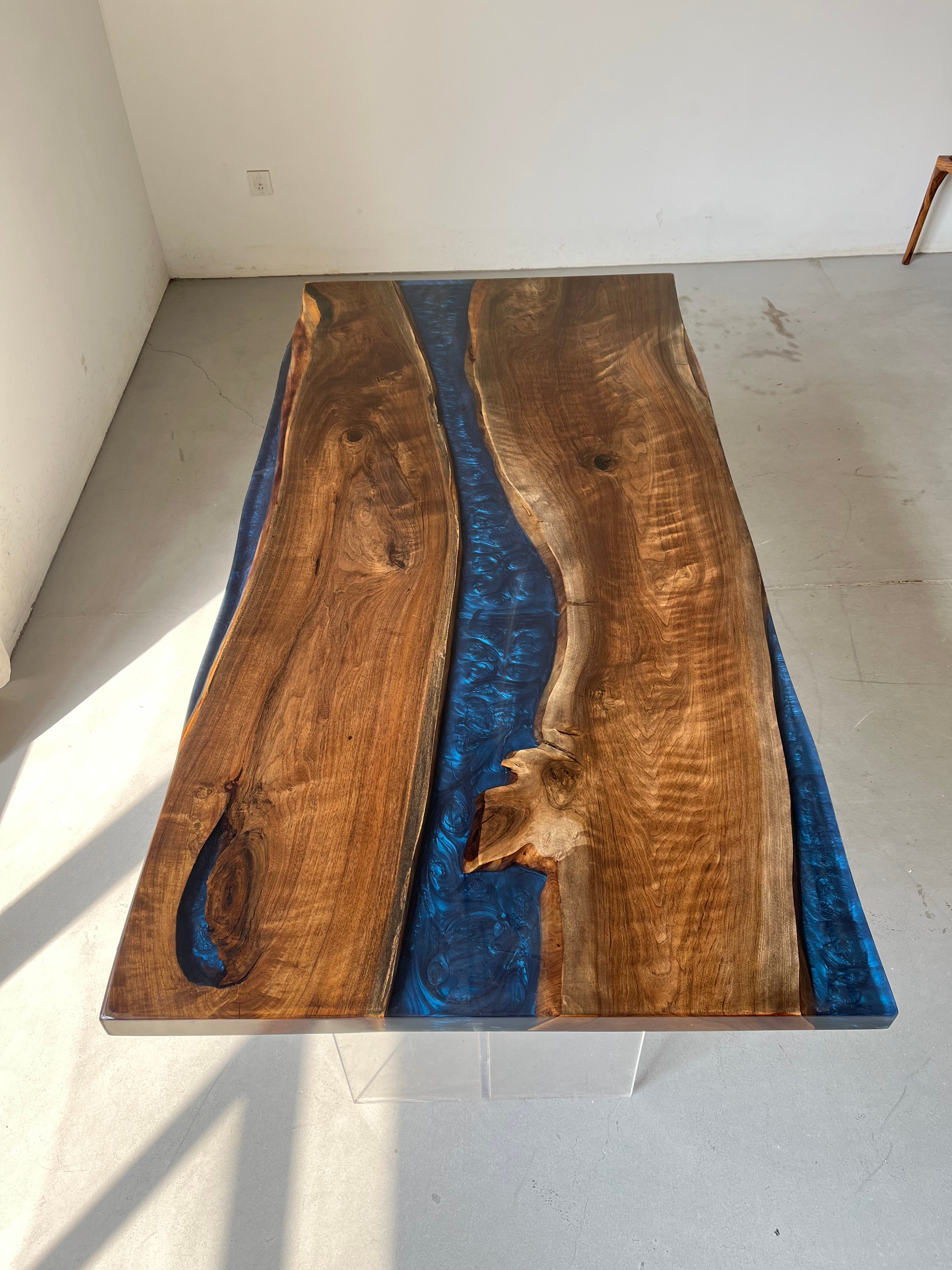 Custom Walnut Epoxy Resin River Table Black Resin ERT-99