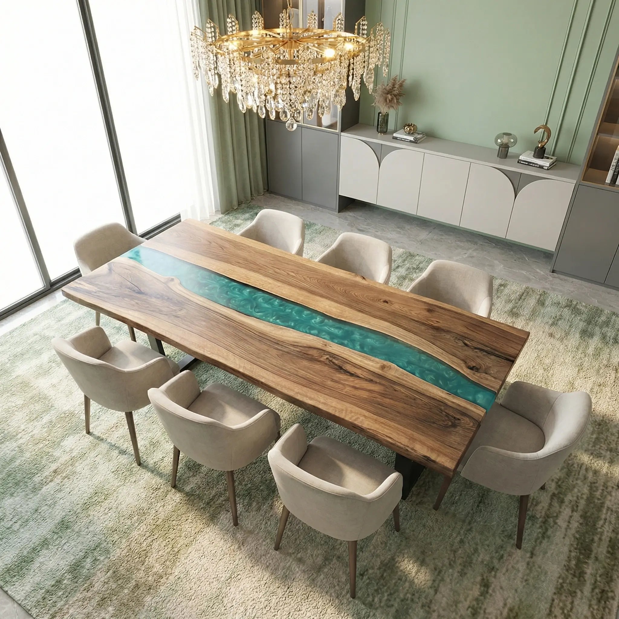 Custom-Walnut-Epoxy-Resin-River-Table-Green-Resin-DRT-29-21