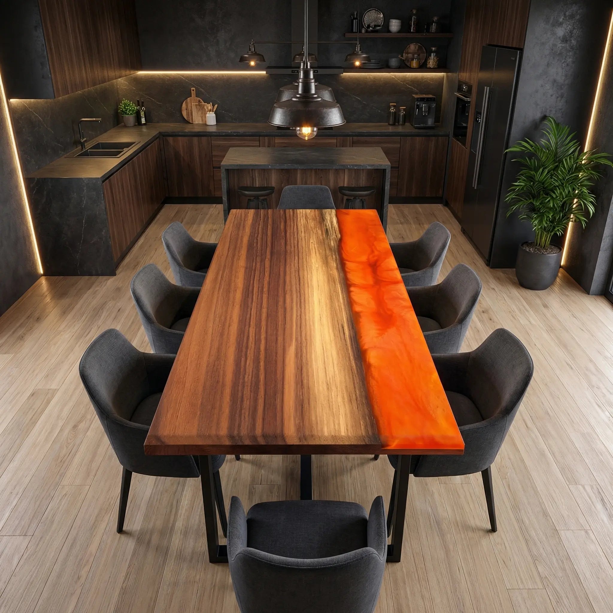 Custom-Walnut-Epoxy-Resin-River-Table-Orange-Resin-OGG-29-21