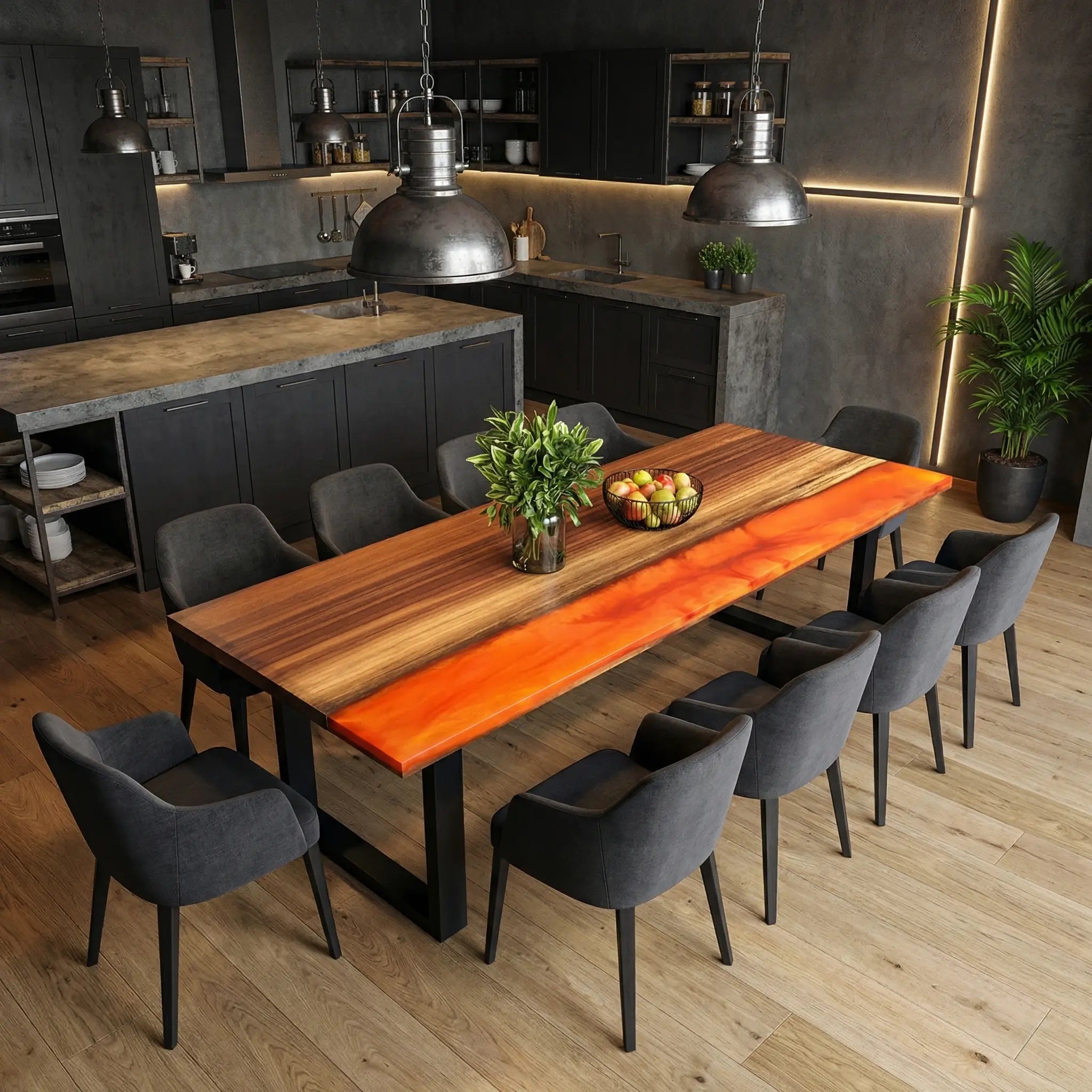 Custom-Walnut-Epoxy-Resin-River-Table-Orange-Resin-OGG-29-23