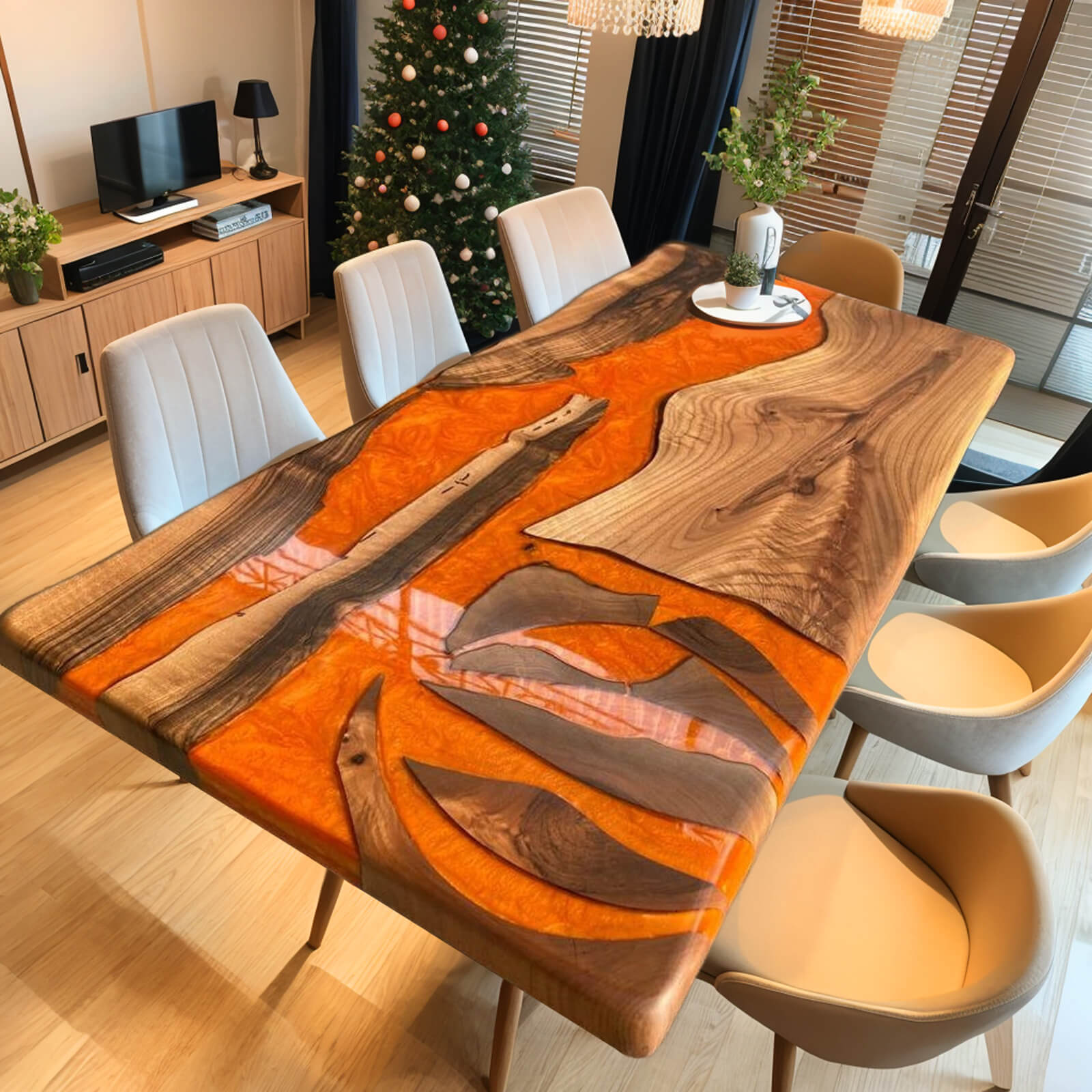 custom-walnut-epoxy-resin-river-table-orange-resin-wet-72-93