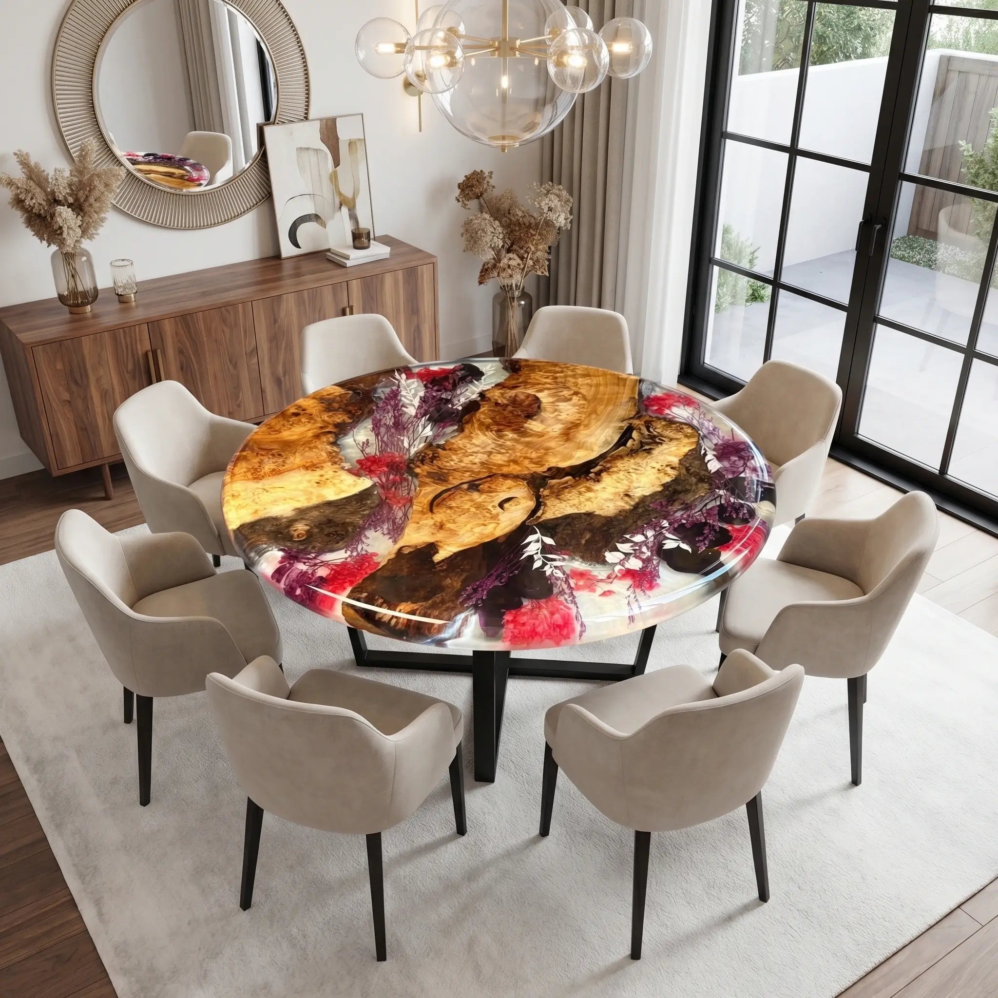 Custom-Walnut-Epoxy-Resin-Round-Flower-Coffee-Table-Clear-Resin-ETT-33-22