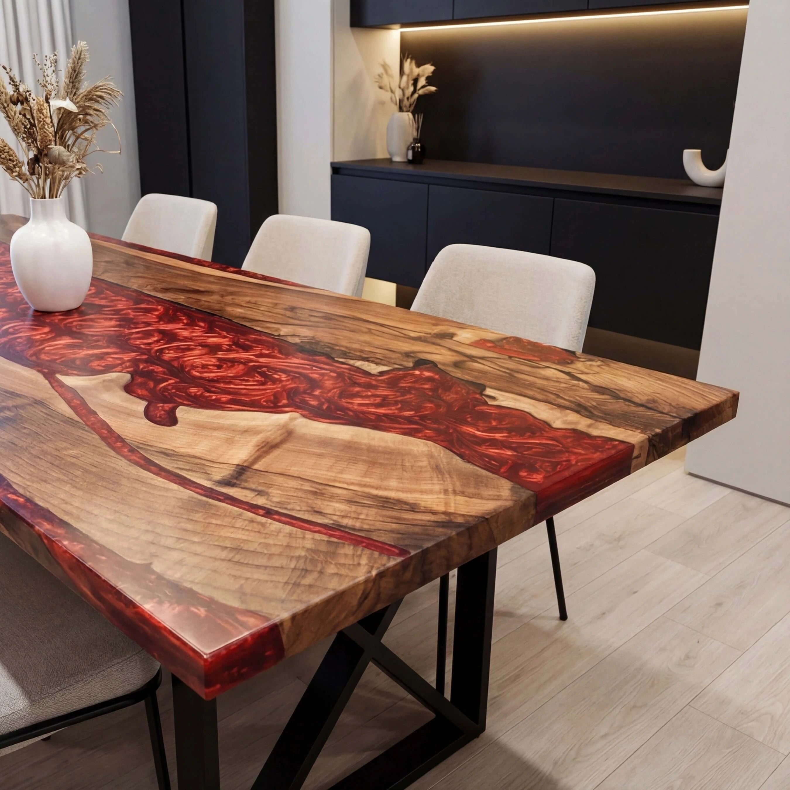 Custom-Walnut-Wood-Epoxy-Resin-River-Table-Red-Resin-WRT-85-20