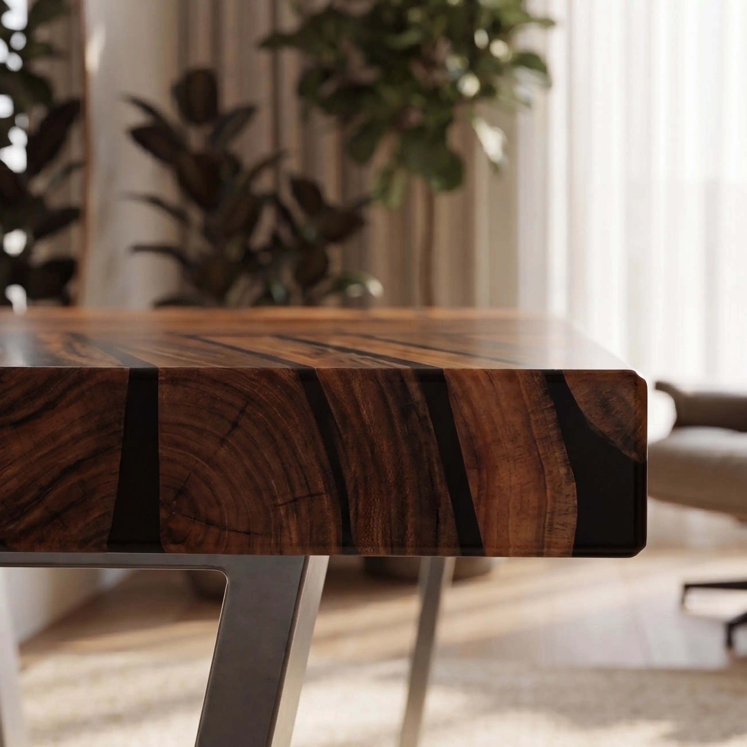 Custom Black Walnut and Solid Black Resin “Matrix” Series Desk RD-24
