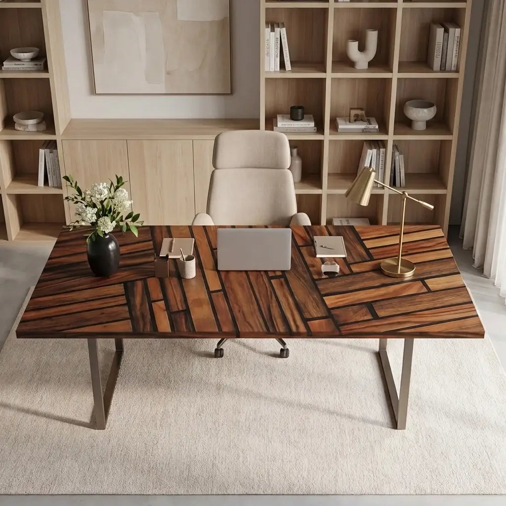 Custom Black Walnut and Solid Black Resin “Matrix” Series Desk RD-24