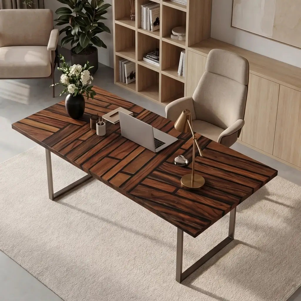 Custom Black Walnut and Solid Black Resin “Matrix” Series Desk RD-24