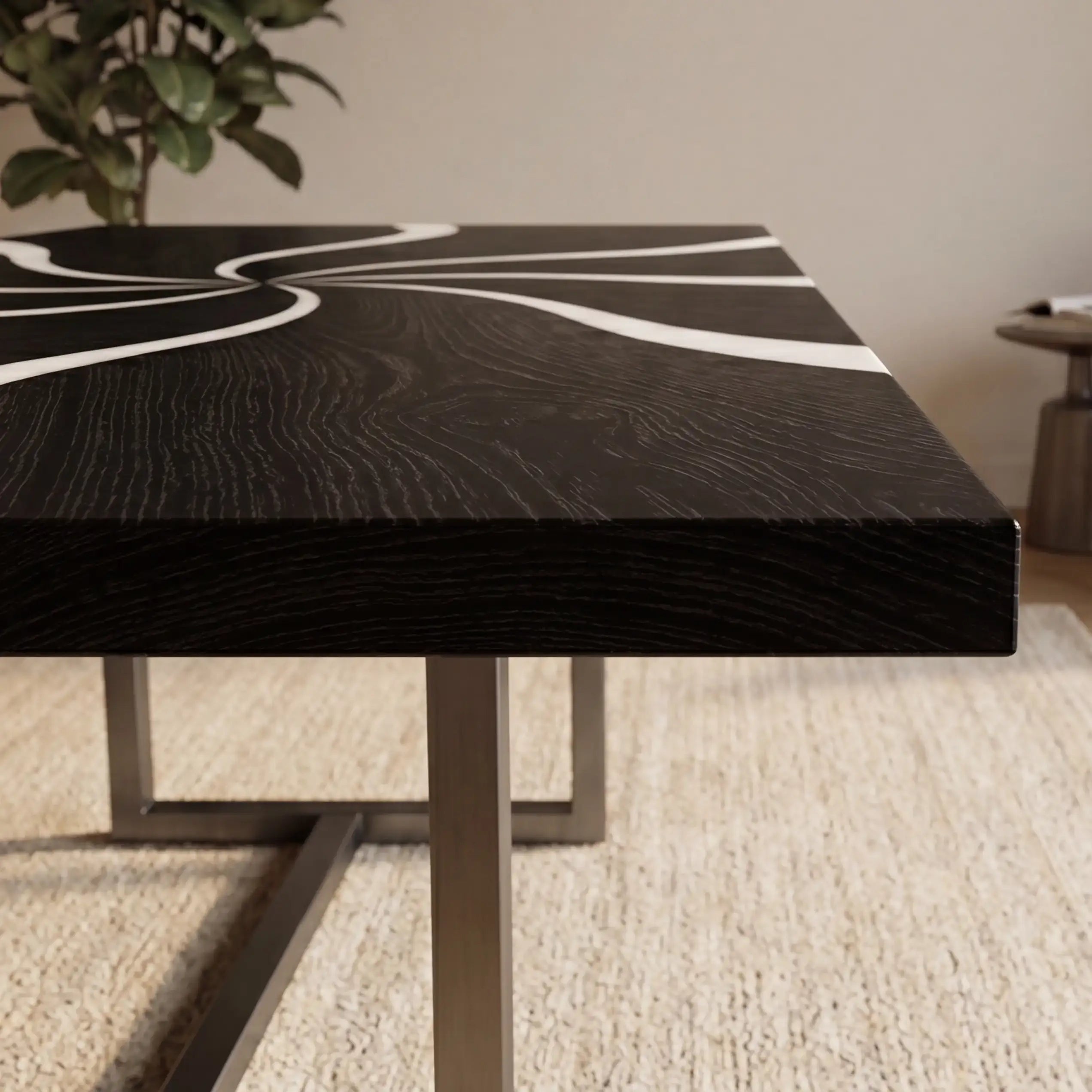 Custom Black Walnut and Solid White Resin “Vortex” Series Desk RD-26