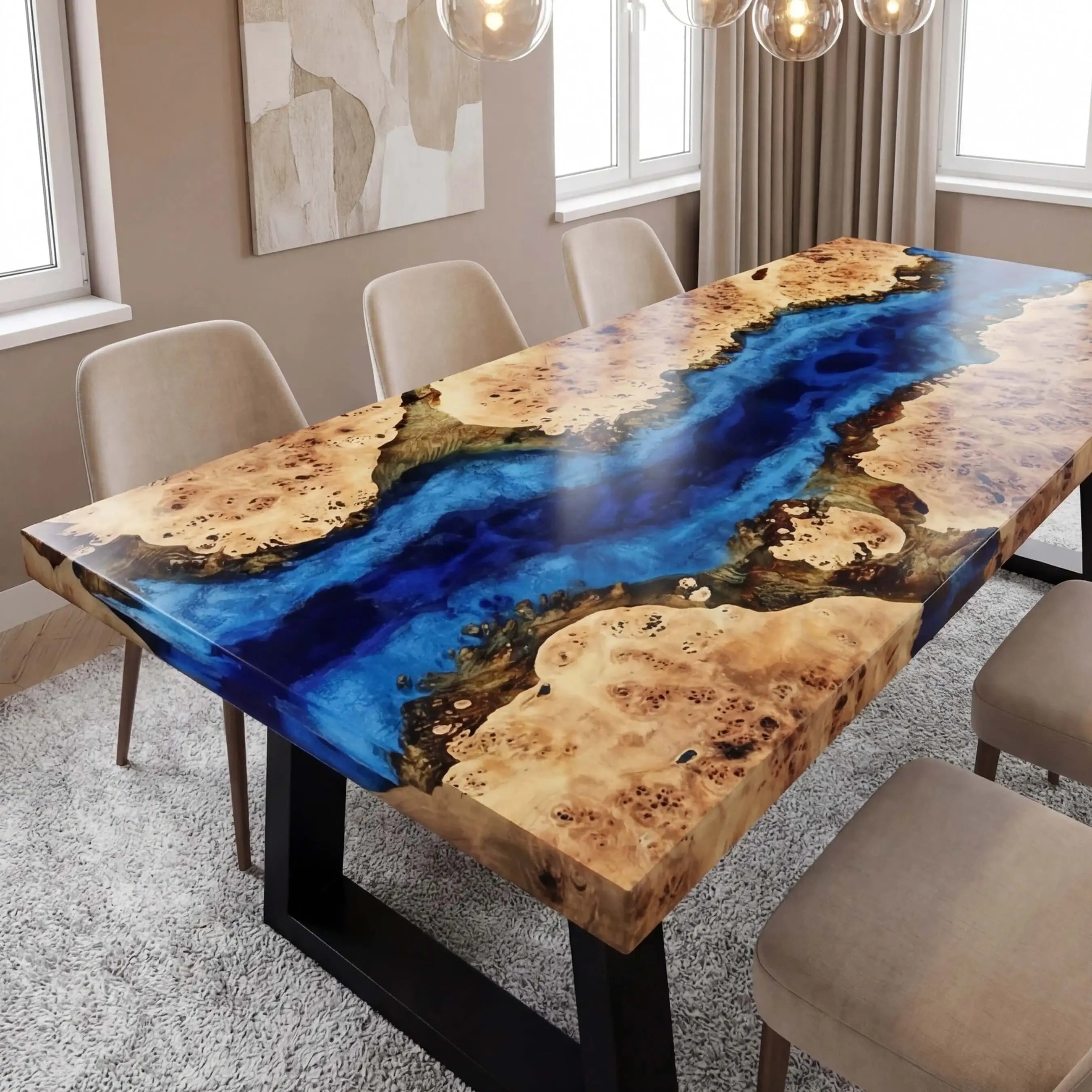 CustomPoplarEpoxyResinRiverTableBlueWavesQRT-52-18