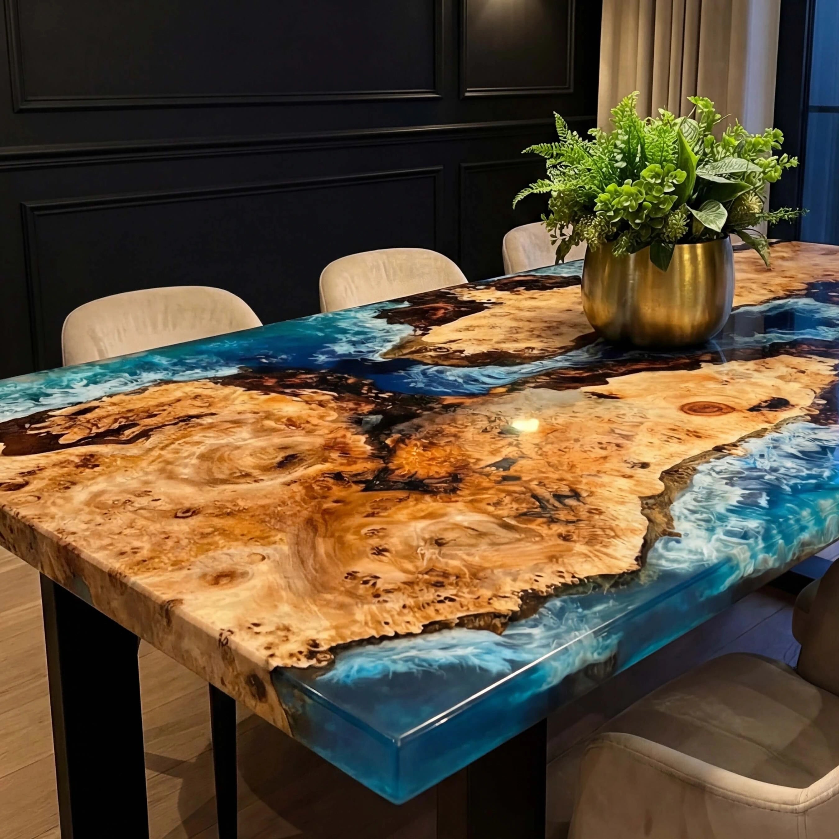 CustomPoplarEpoxyResinRiverTableBlueWavesQZT-15-18