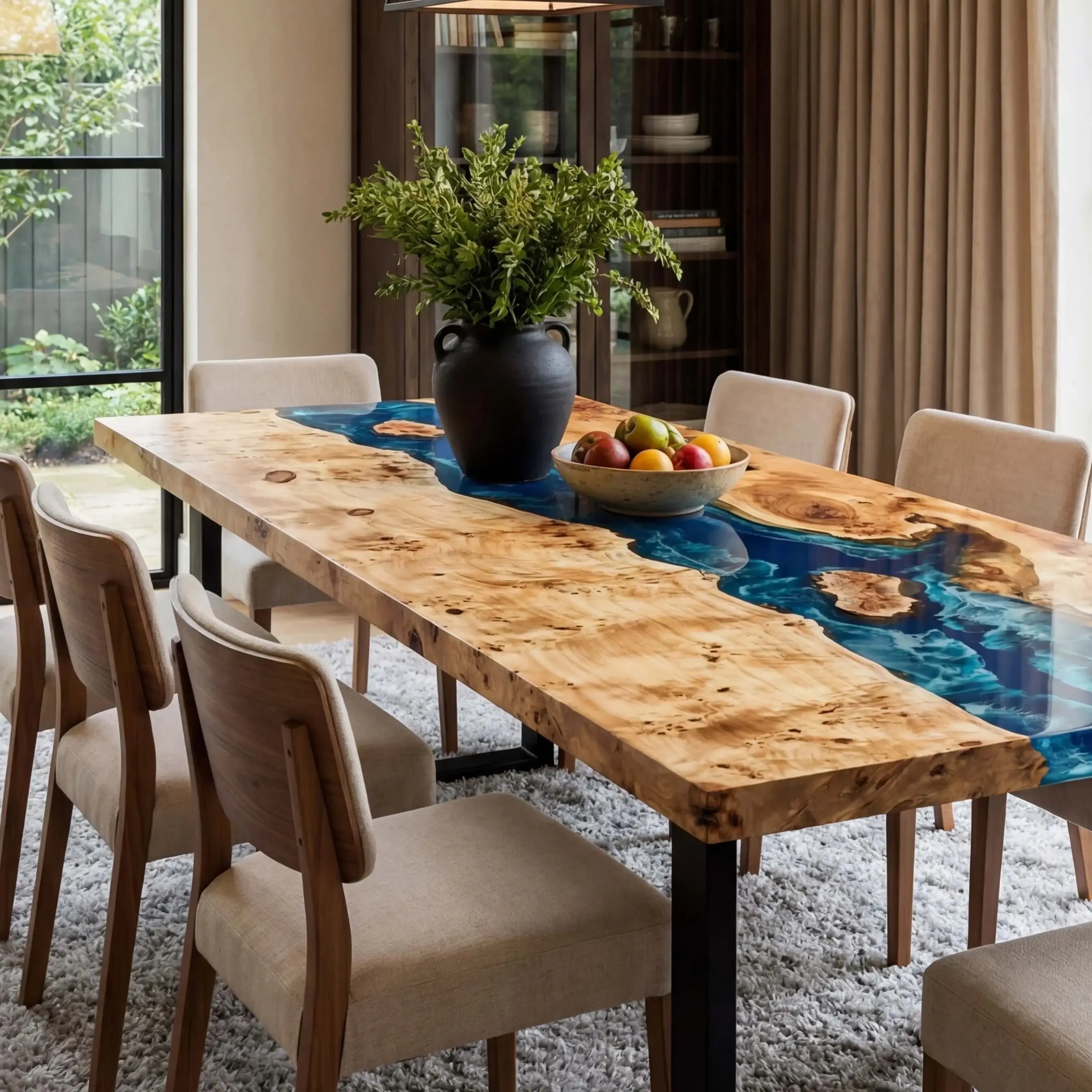 CustomPoplarEpoxyResinRiverTableDeepBlueWavesXRT-32-20