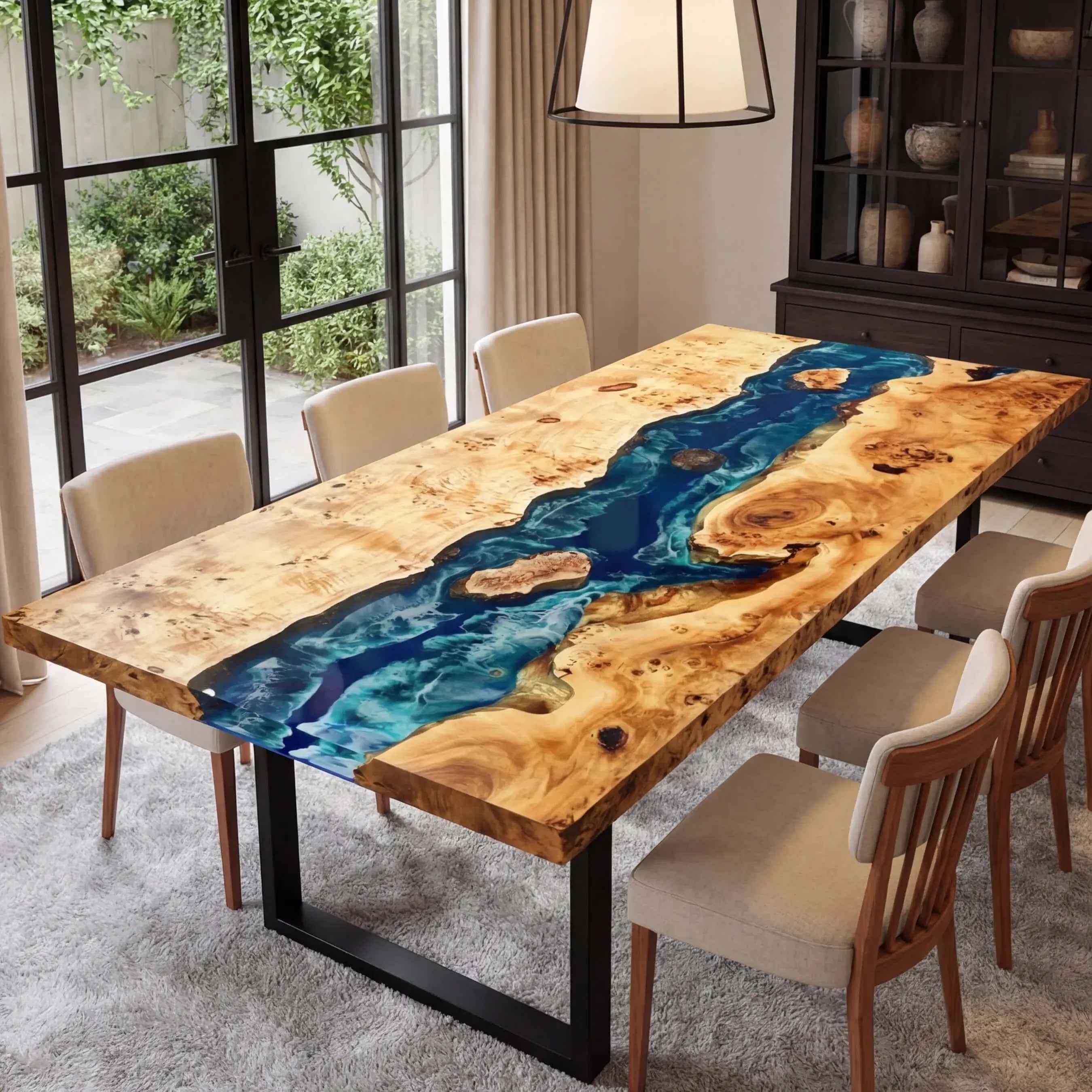 CustomPoplarEpoxyResinRiverTableDeepBlueWavesXRT-32-21