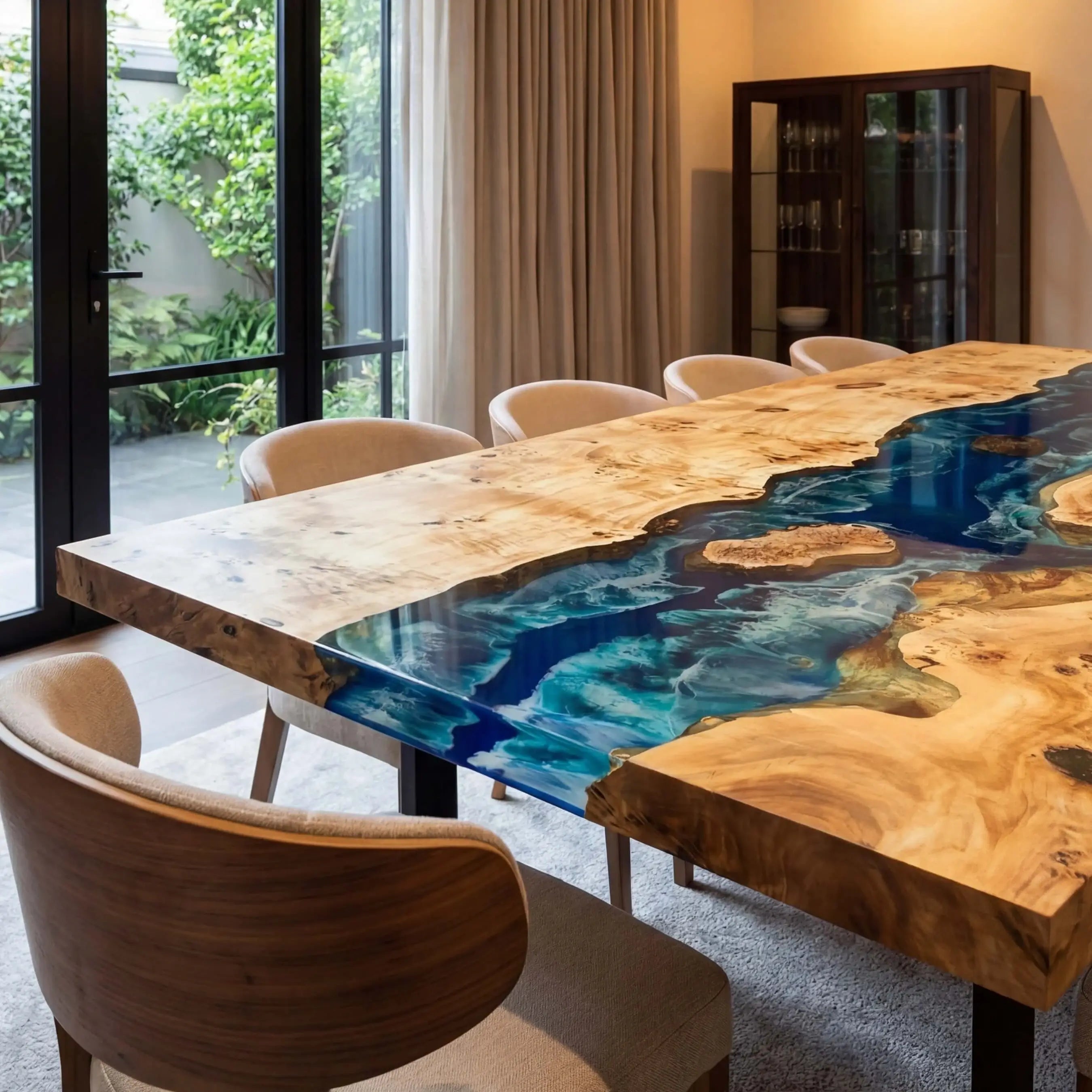 CustomPoplarEpoxyResinRiverTableDeepBlueWavesXRT-32-22