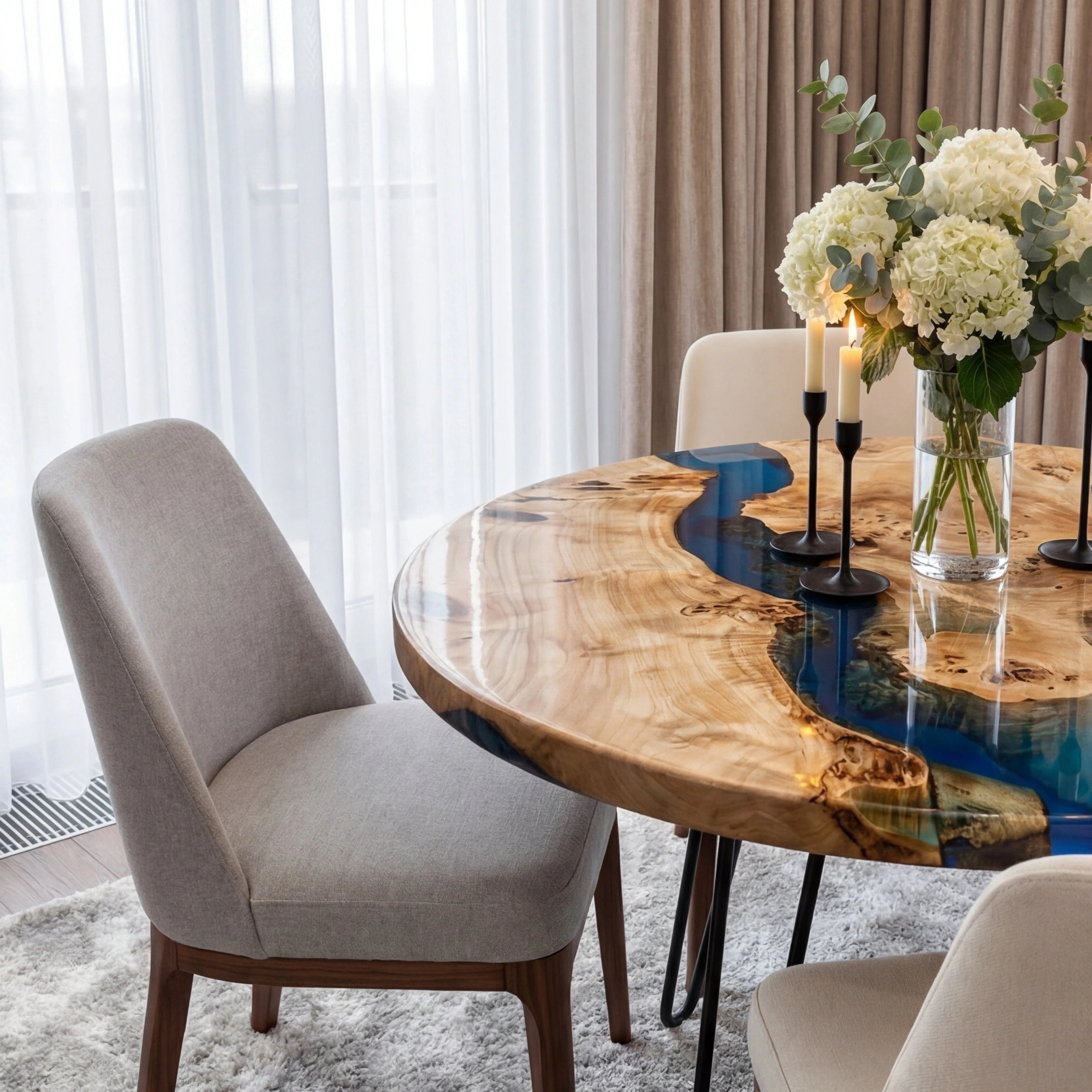 CustomPoplarEpoxyResinRoundCoffeeTableBlueResinERT-87-22
