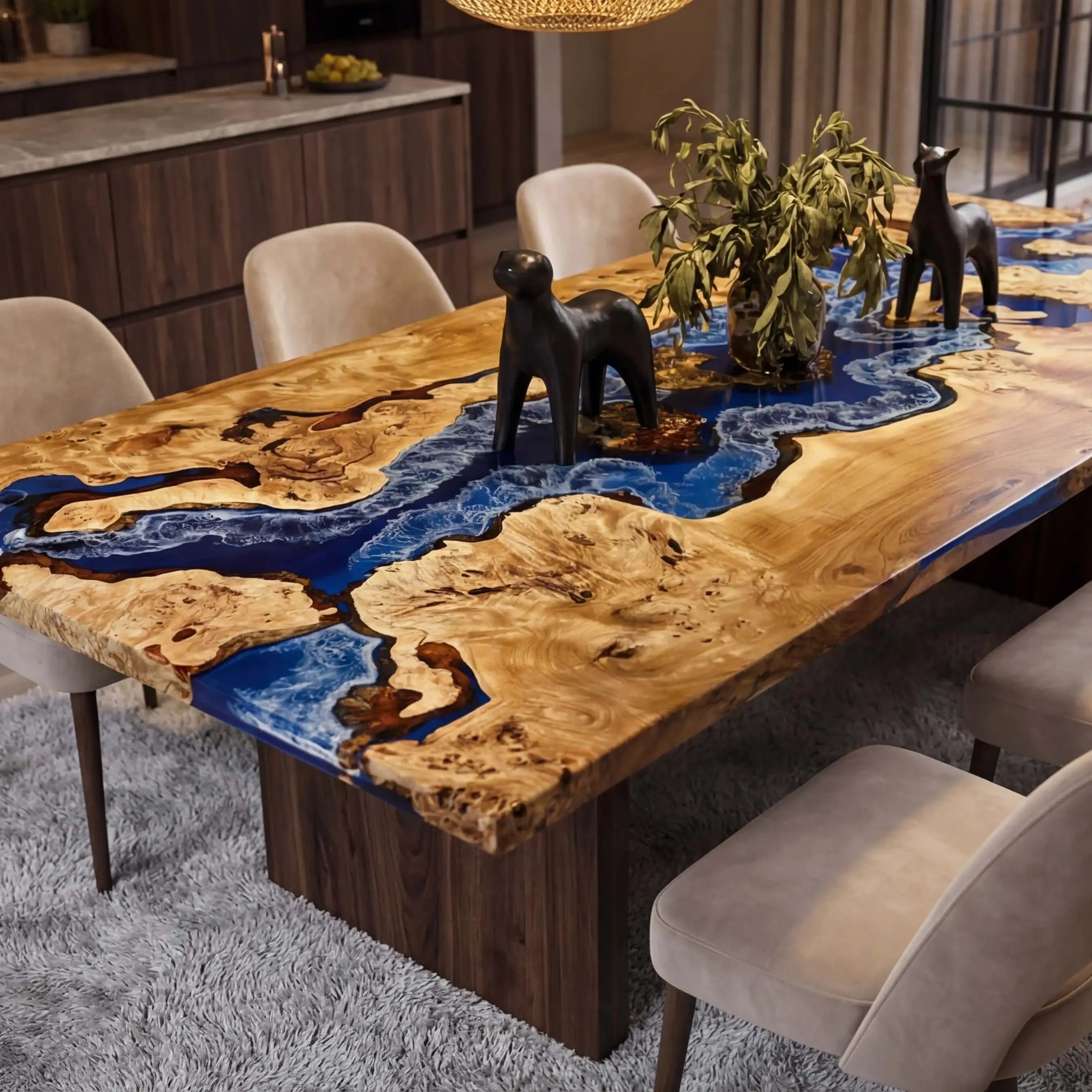 CustomPoplarWoodEpoxyResinRiverTableBlueResinORT-90-22