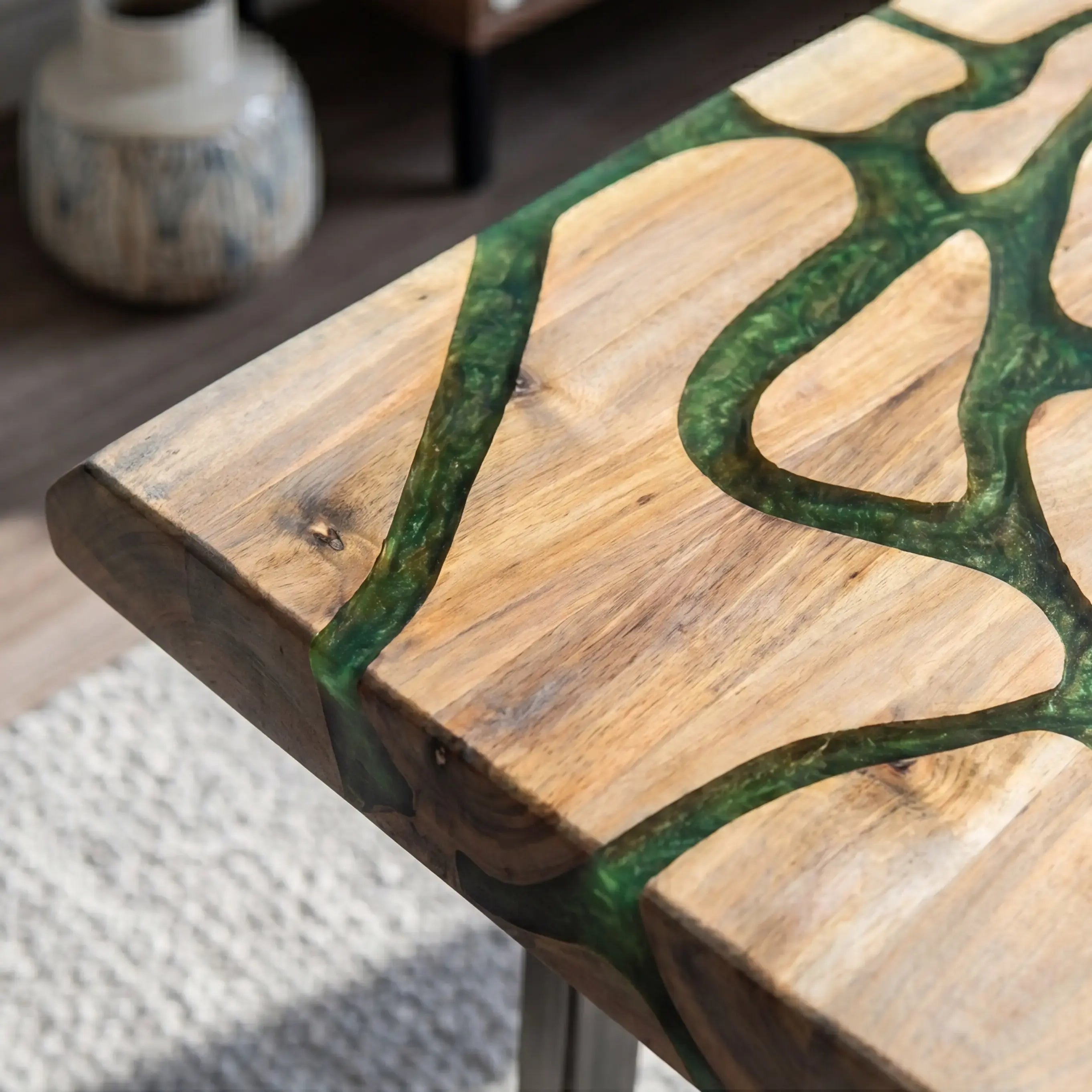Custom Poplar and Green Resin “Vine” Series Desk RD-12