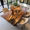 Custom Walnut Epoxy Resin River Table Green Resin QTR-84