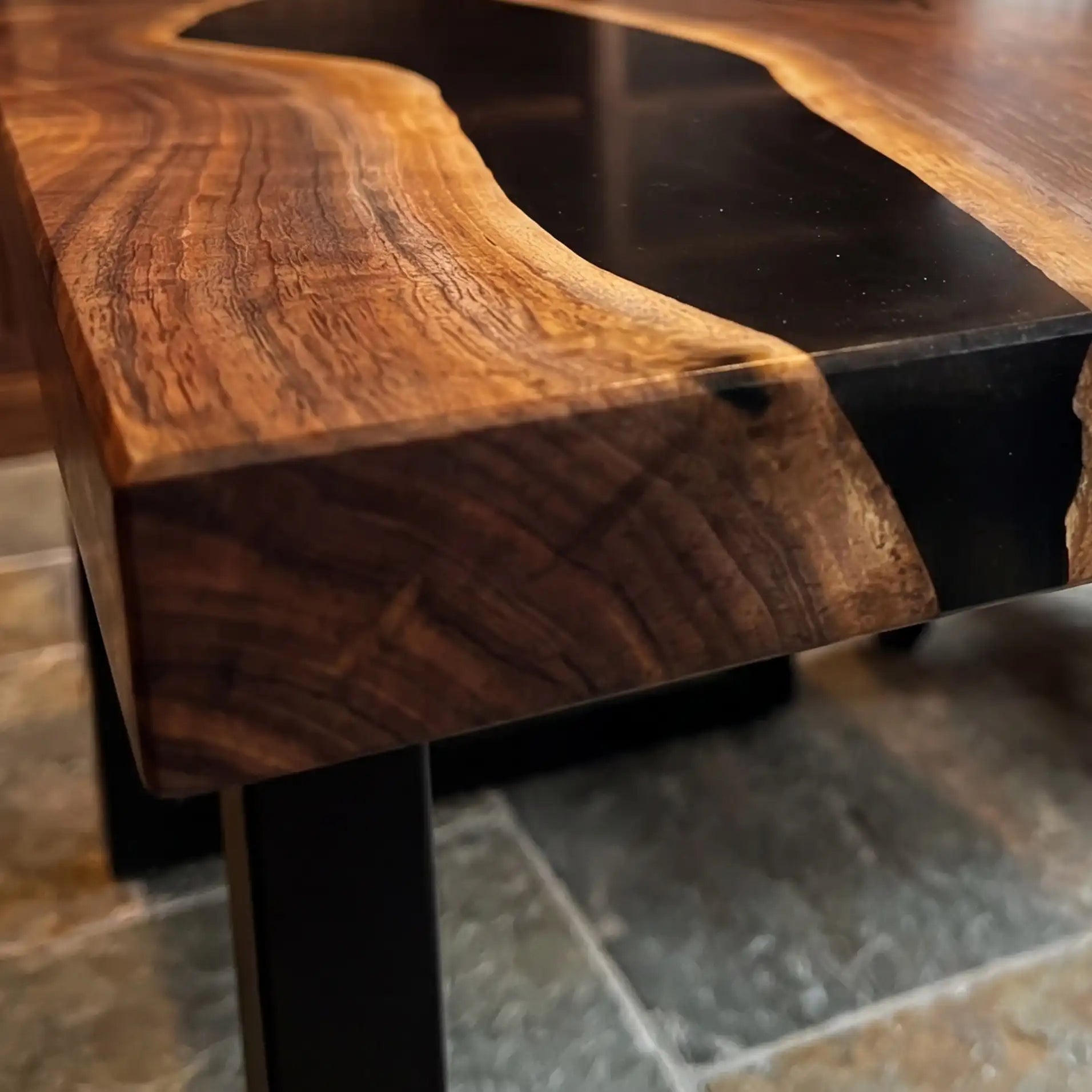 Custom Walnut and Black Resin “Executive Signature” Series Desk (With Custom Corporate Logo) RD-38