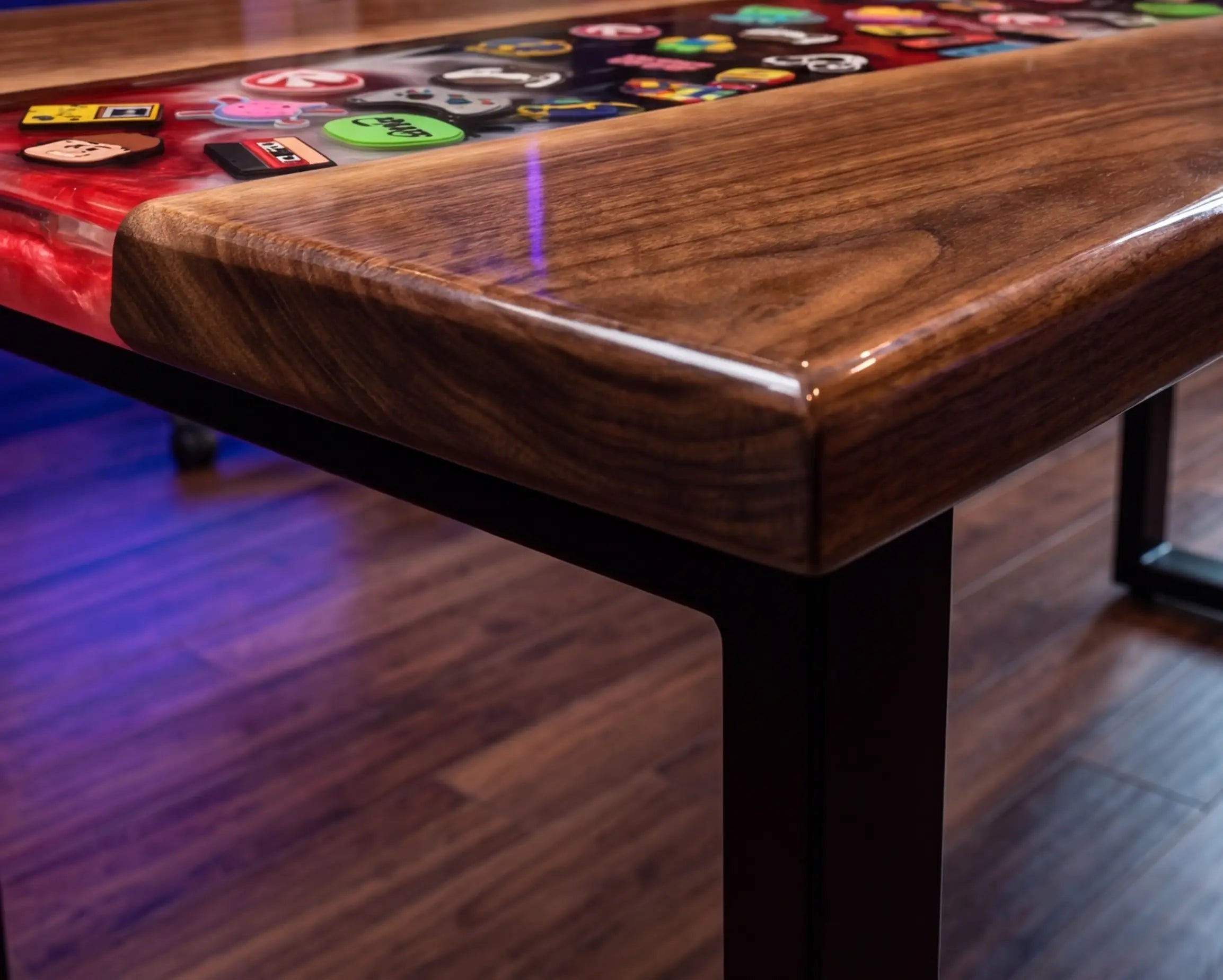 Custom Walnut and Embedded Gaming Theme Resin “Arcade Legacy” Series Desk RD-36