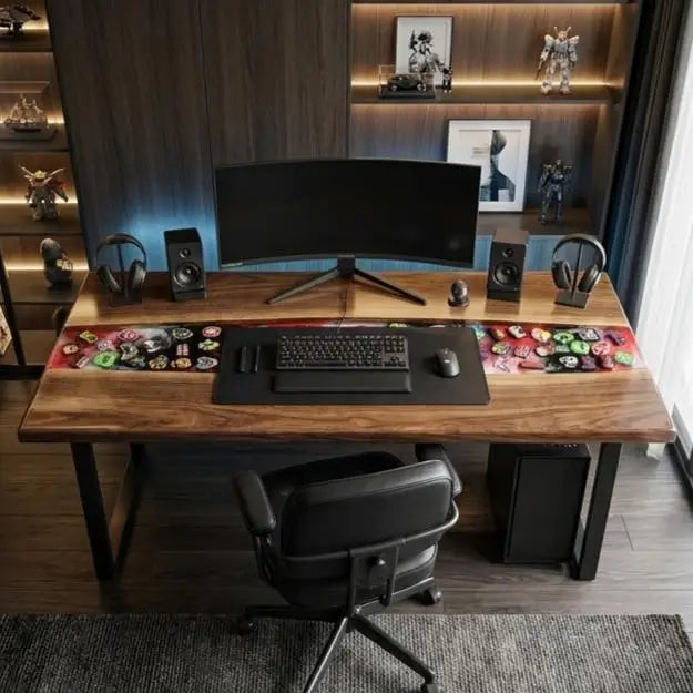 Custom Walnut and Embedded Gaming Theme Resin “Arcade Legacy” Series Desk RD-36