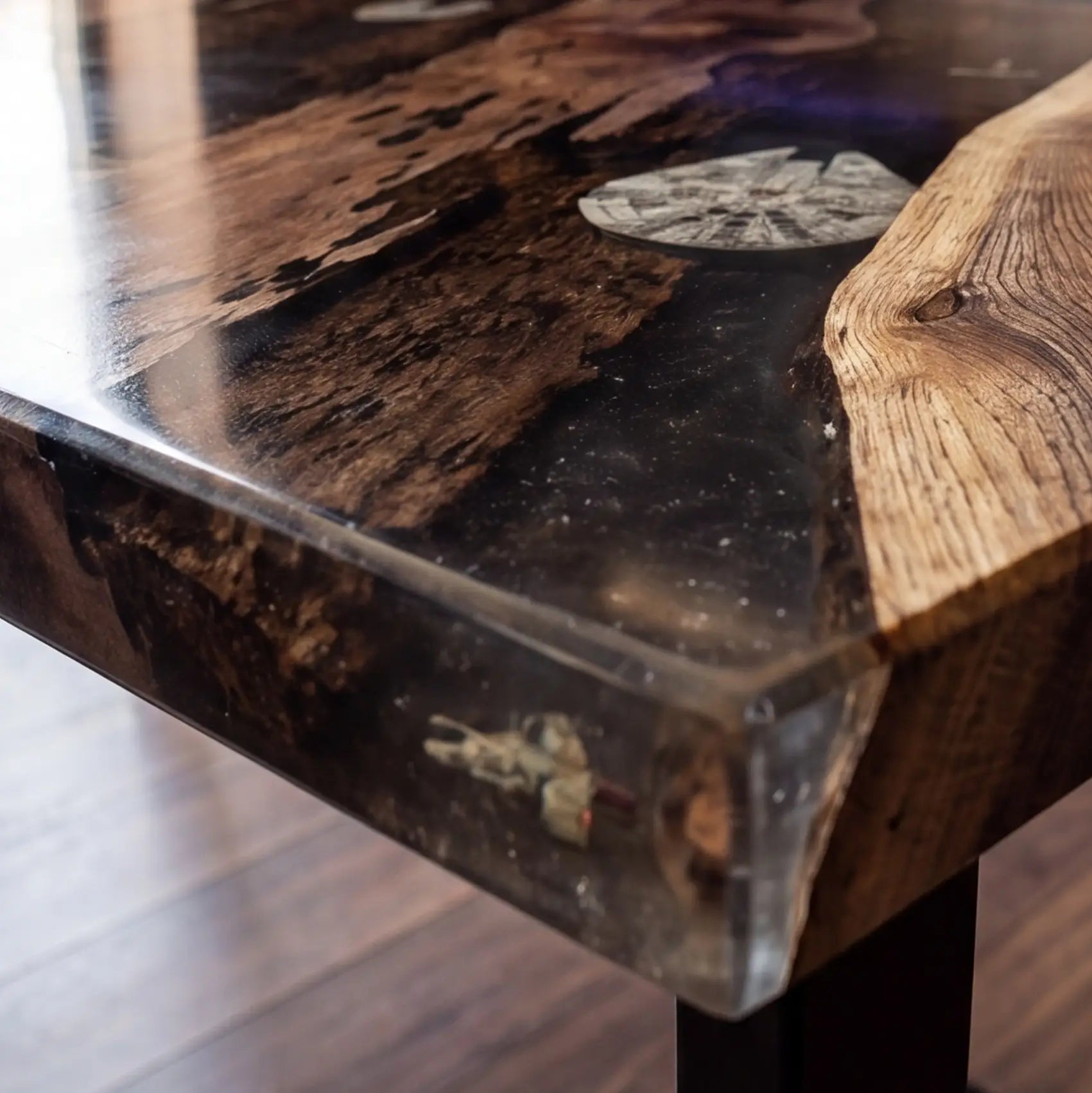 Custom Walnut and Embedded Sci-Fi Theme Resin “Hyperspace” Series Desk RD-33