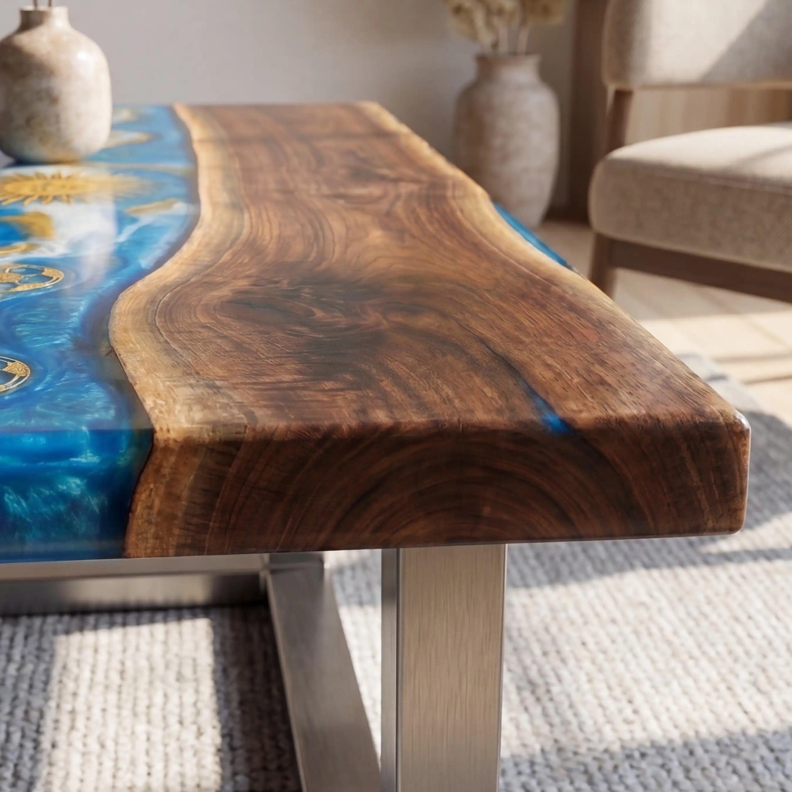 Custom Walnut and Embedded Sports Theme Resin “Heritage” Series Desk - Argentina Edition RD-21