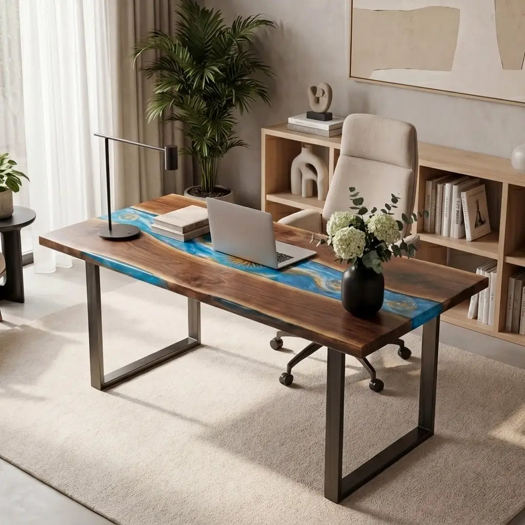 Custom Walnut and Embedded Sports Theme Resin “Heritage” Series Desk - Argentina Edition RD-21